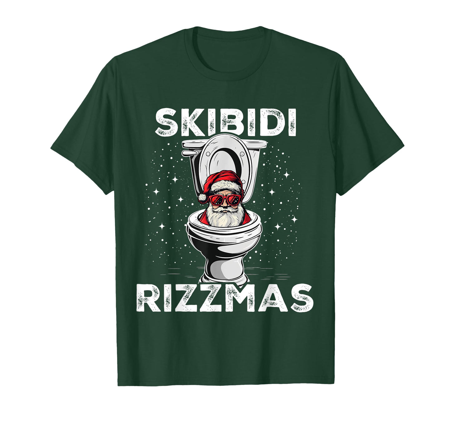 Skibidi Rizzmas Funny Toilet Santa White Elephant Christmas T-Shirt