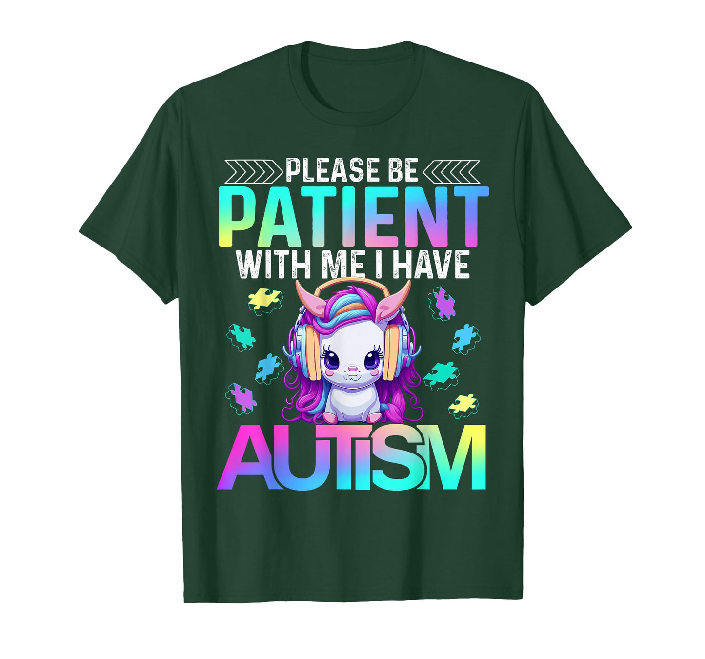 Please Be Patient With Me I Have Autism Cute Autism Unicorn T-Shirt