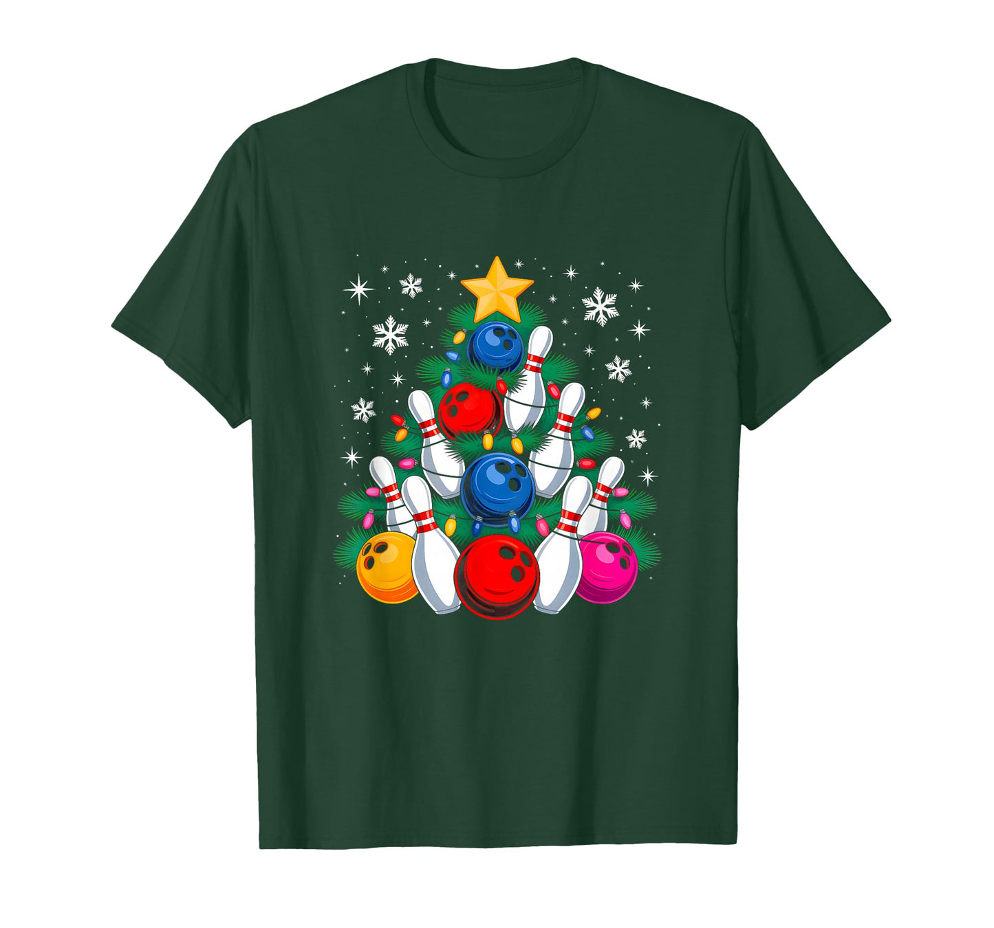 Bowling Player Christmas Tree Light Xmas Bowling Lover Boys T-Shirt