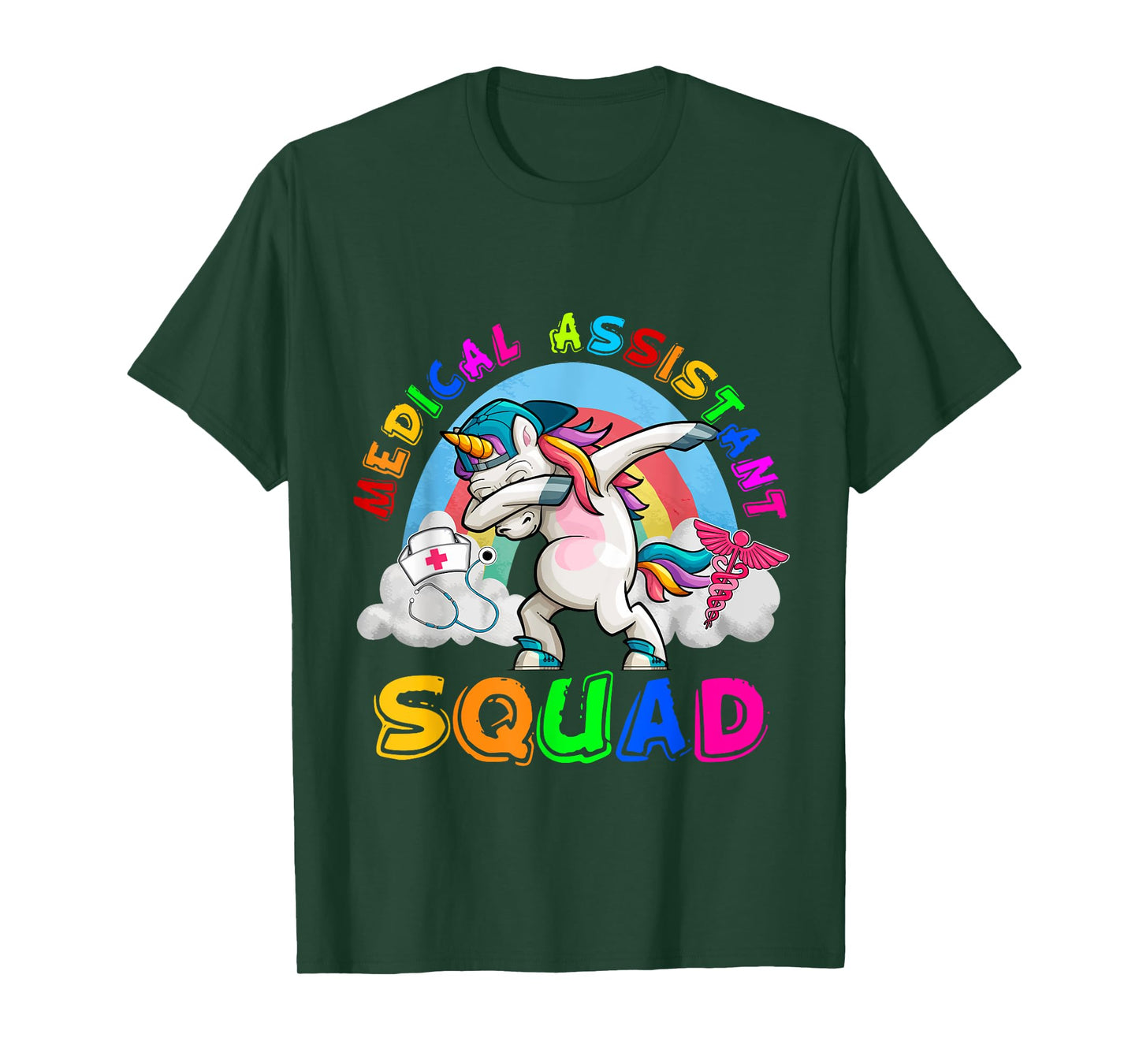Medical Assistant Squad Dabbing Unicorn Rainbow Funny Family T-Shirt