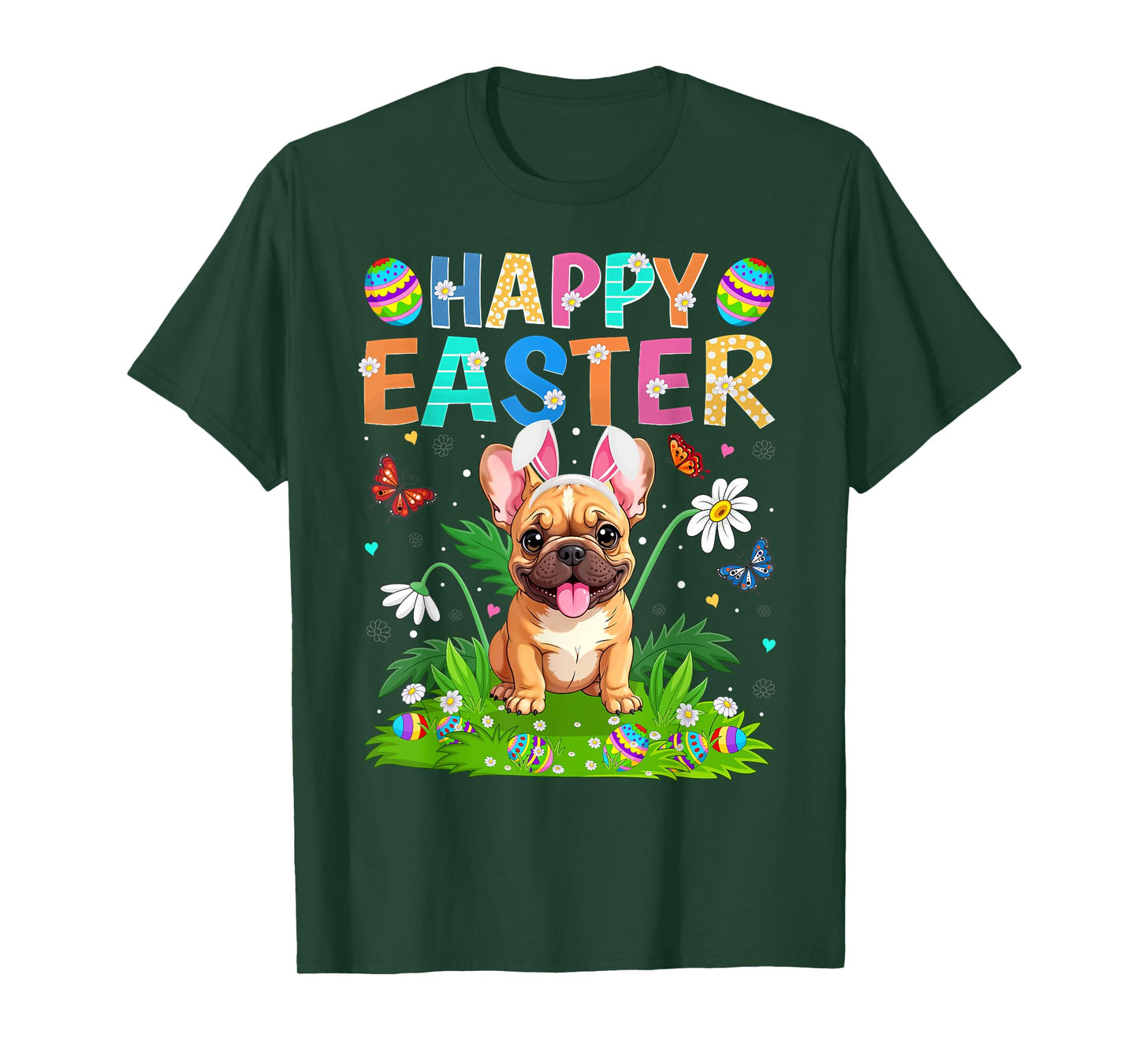 French Bulldog Happy Easter Egg Hunt Bunny Ear Easter Sunday T-Shirt