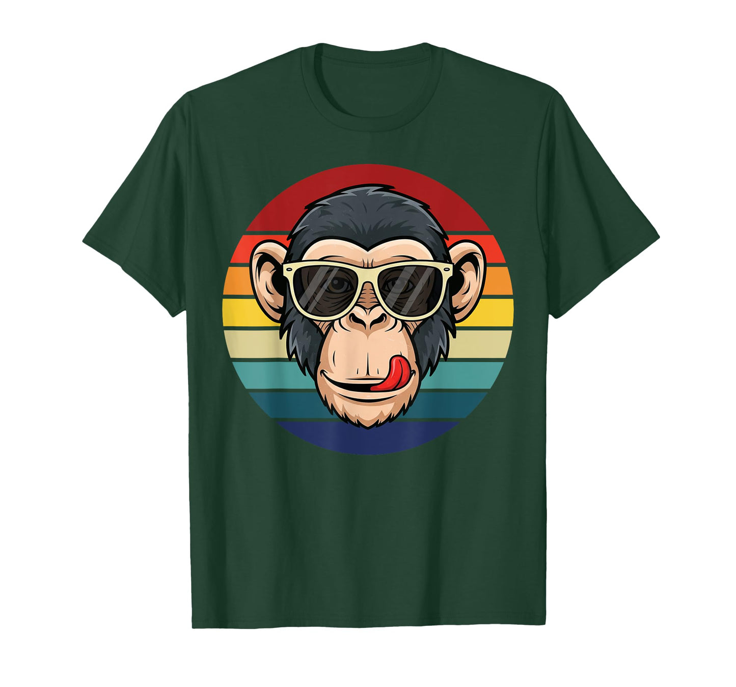 Funny Monkey Cartoon Retro Sunset for Men Women Kids Girls T-Shirt