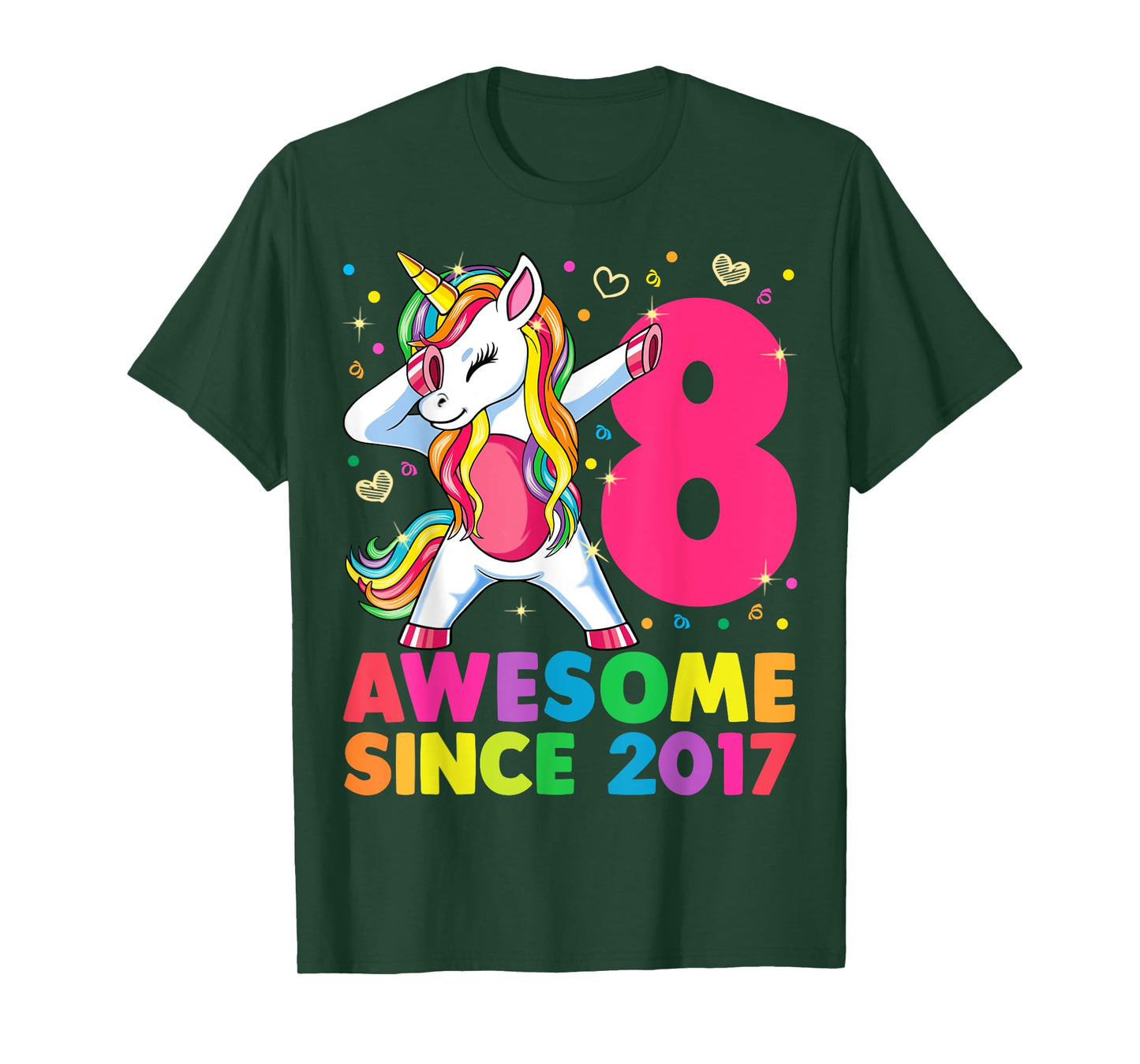 8 Years Old Unicorn Dabbing 8th Birthday Girl Unicorn Party T-Shirt