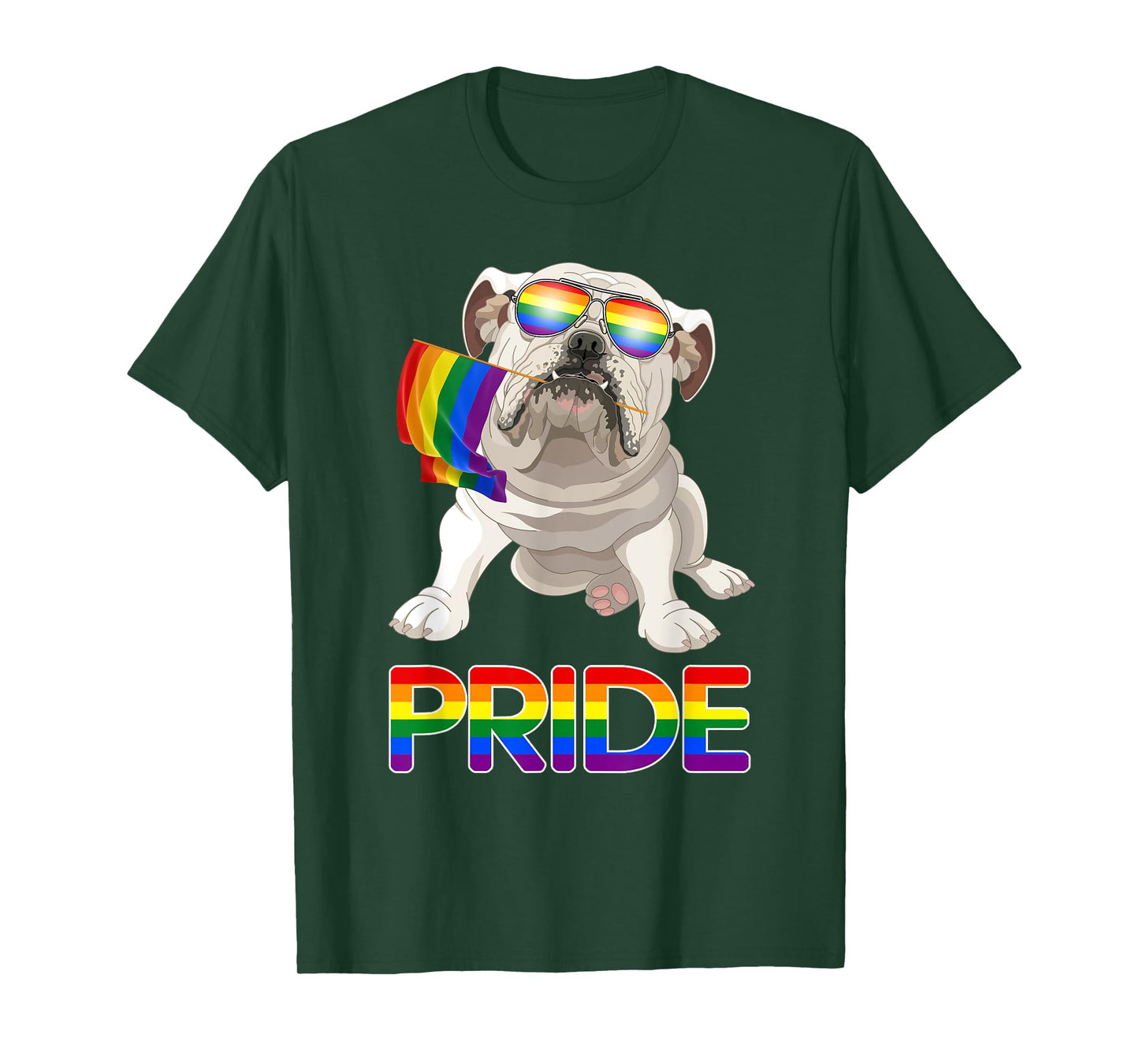 Cute Gay Lesbian Pride LGBTQ Flag Shirt English Bulldog Gift Men Women T-Shirt