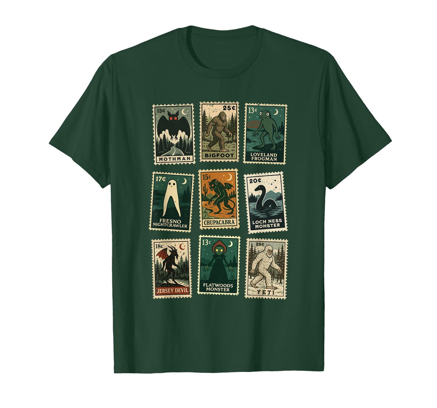Cryptid Monster Stamps T-Shirt