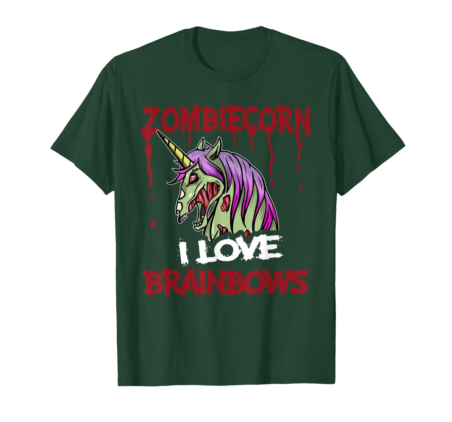 Zombie Unicorn I Love Brainbows Brains Funny Gothic Goth T-Shirt