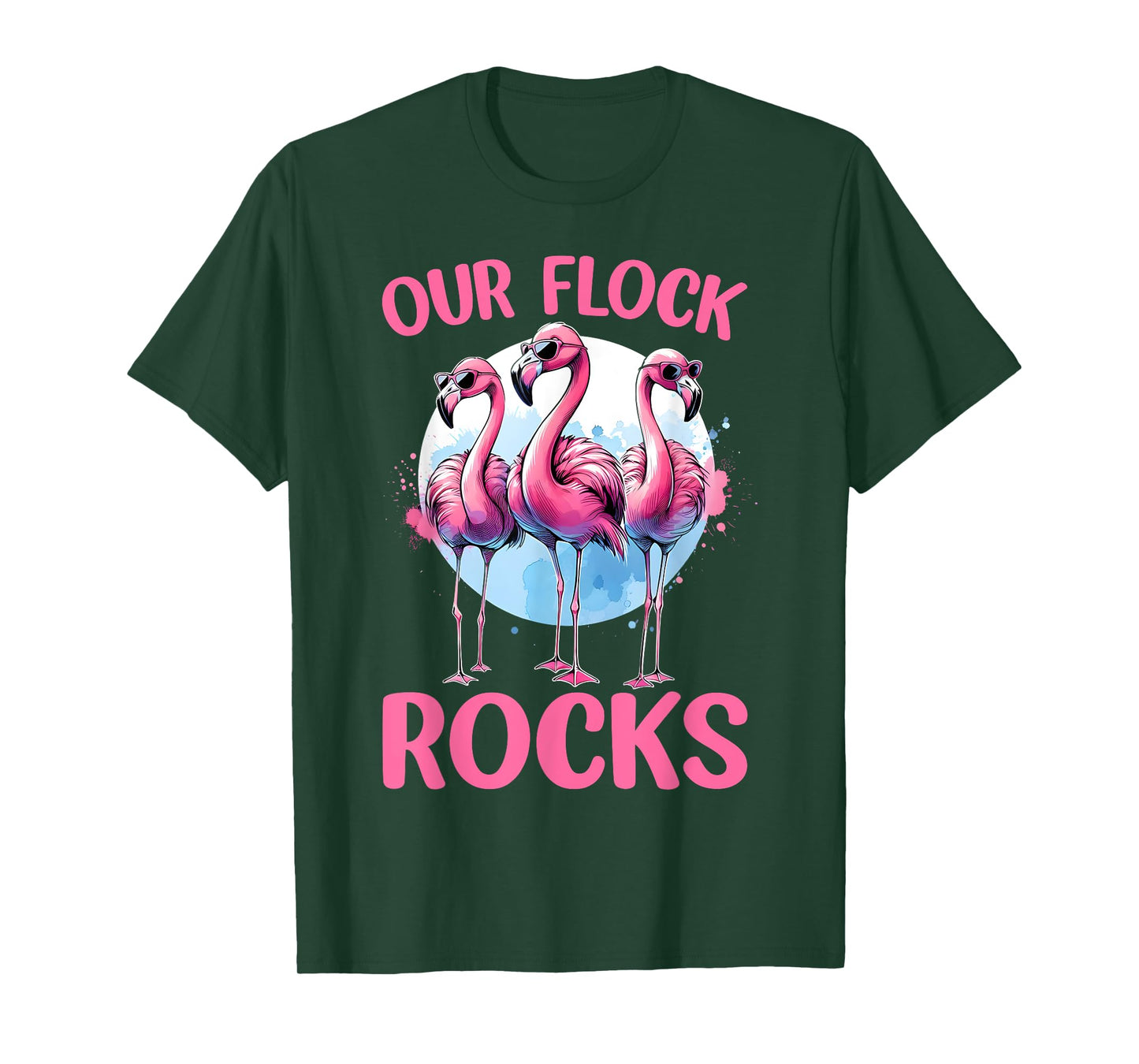 Our Flock Rocks Flamingos Lover Family Vacation Group T-Shirt