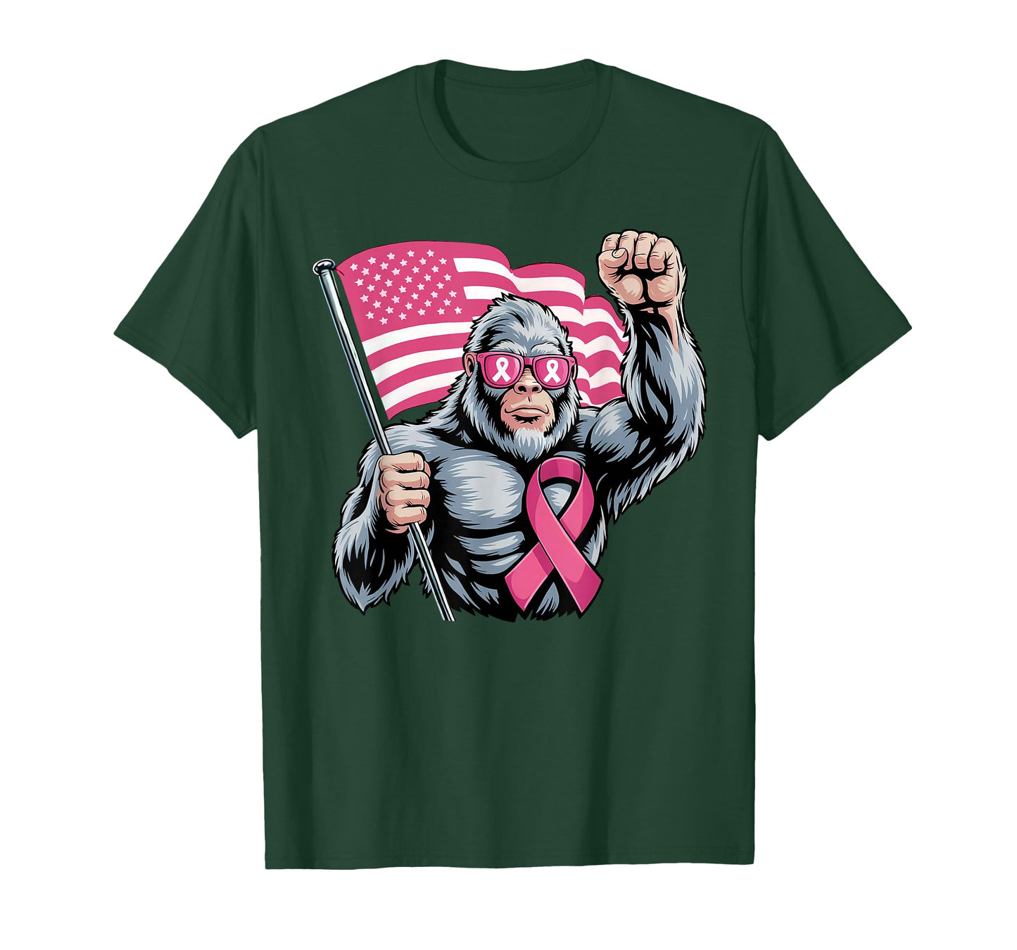 Bigfoot Pink Ribbon Fight Breast Cancer Awareness T-Shirt