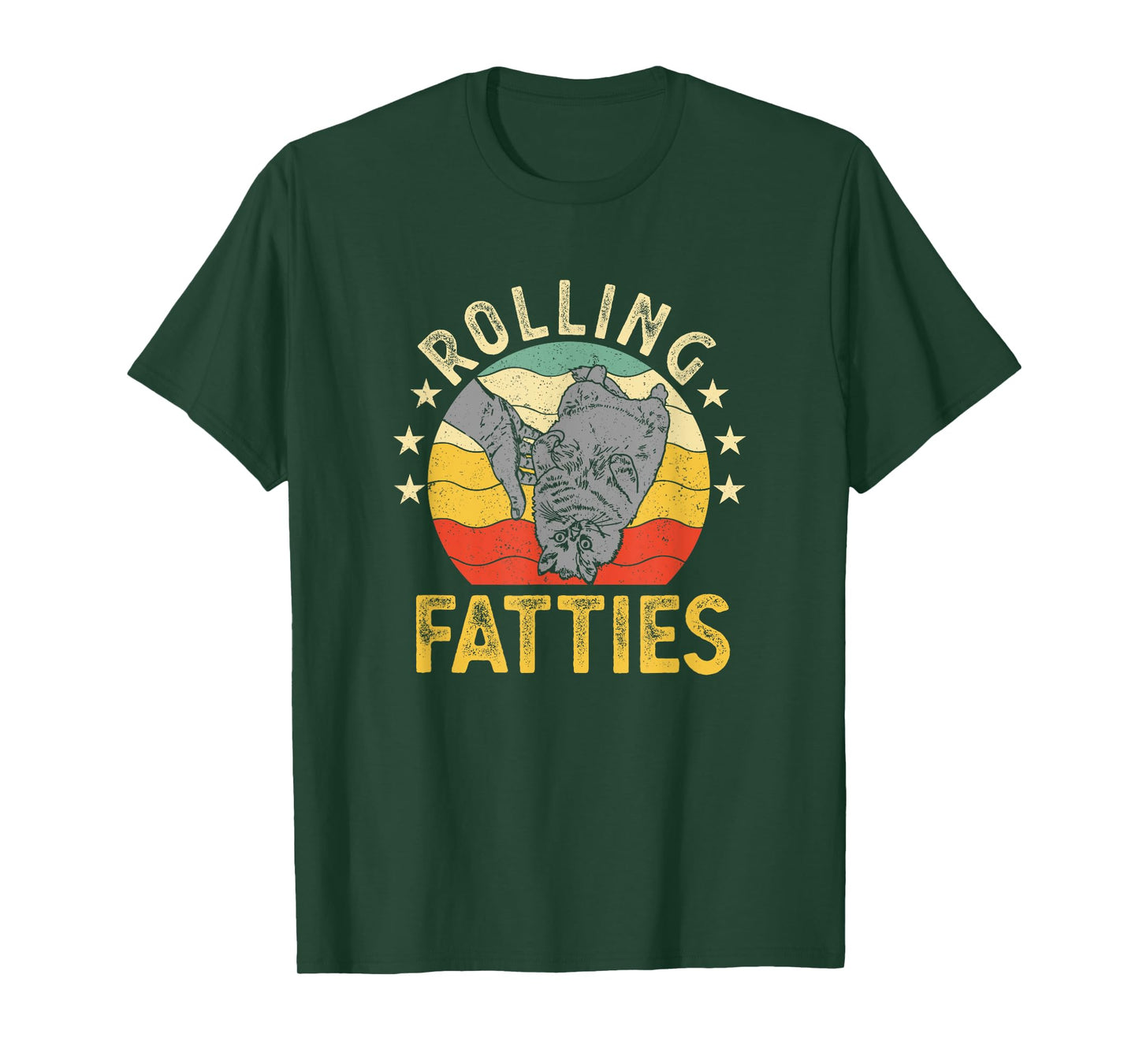 Vintage Rolling Fatties Cat Retro Kitty Kitten Meow Lover T-Shirt for Men Women