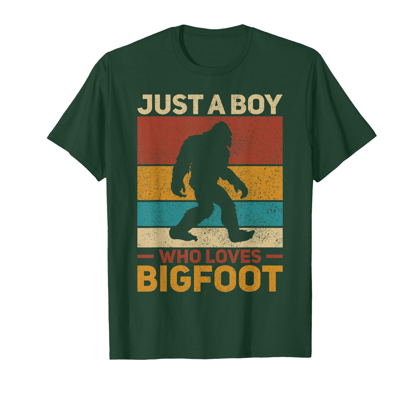 Just A Boy Who Loves Bigfoot Mens Big Foot Kids Sasquatch T-Shirt