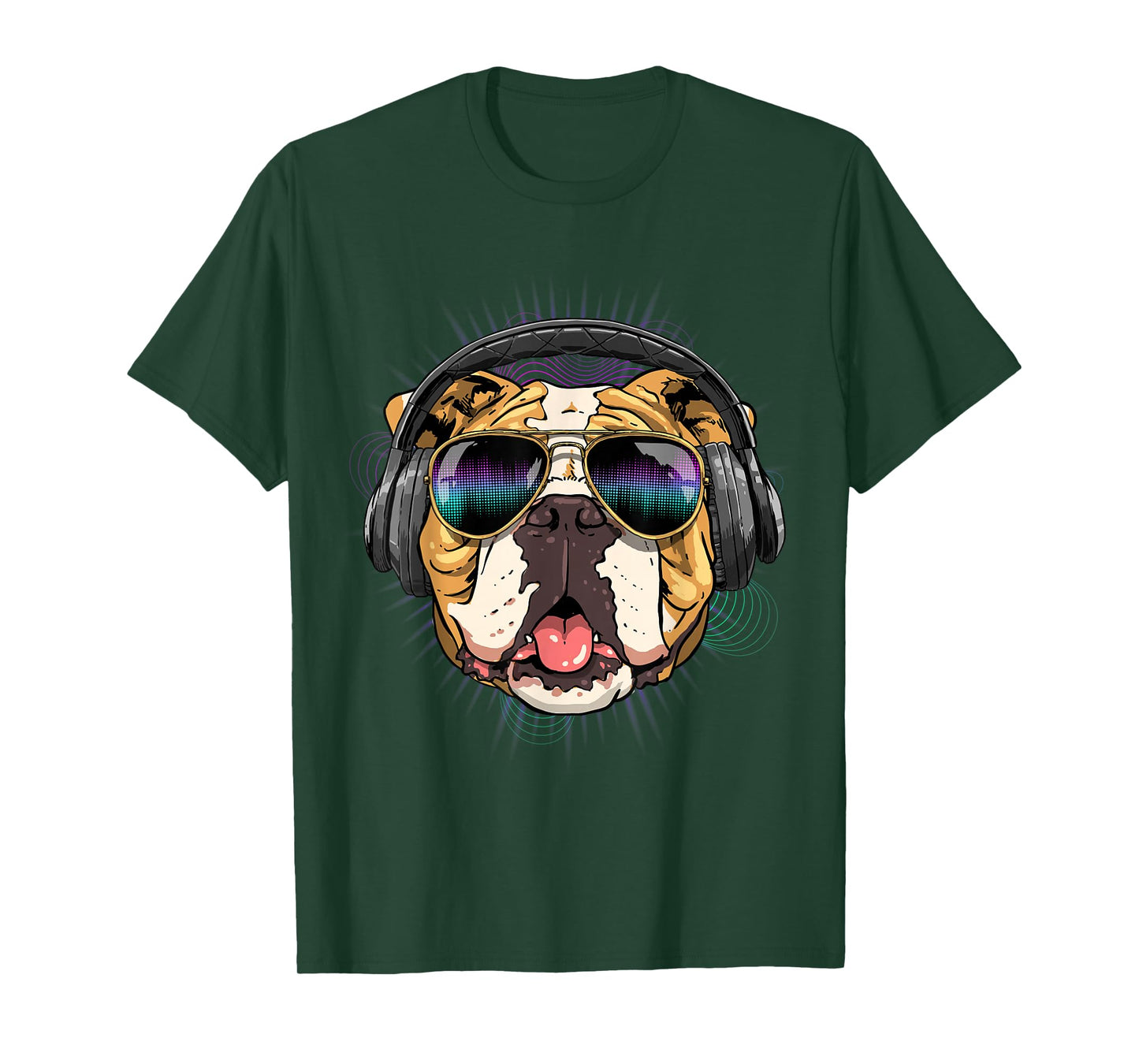 Music American Bulldog DJ with Headphones, Musical Dog Lovers T-Shirt