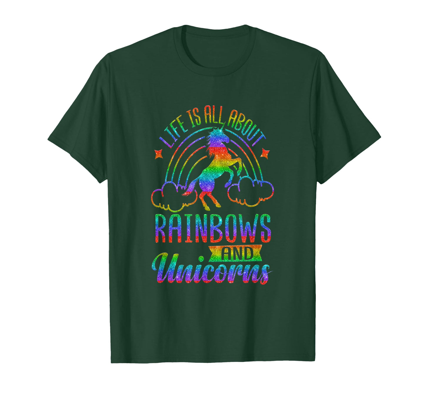 Life Is All About Rainbows And Unicorns Shirt Girls Ombre T-Shirt