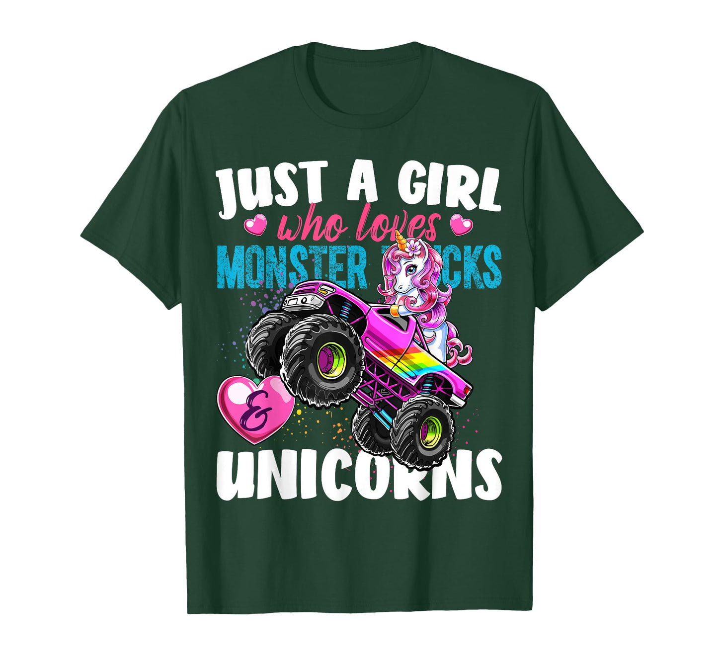 Just a Girl Who Loves Monster Trucks and Unicorns Gift Girls T-Shirt