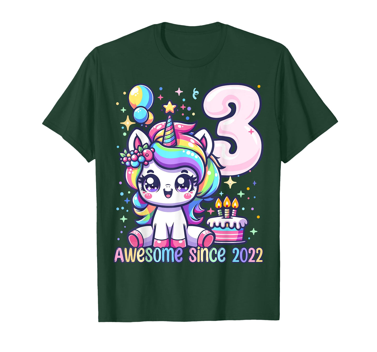 Unicorn 3rd Birthday 3 Year Old Unicorn Party Girls Outfit T-Shirt