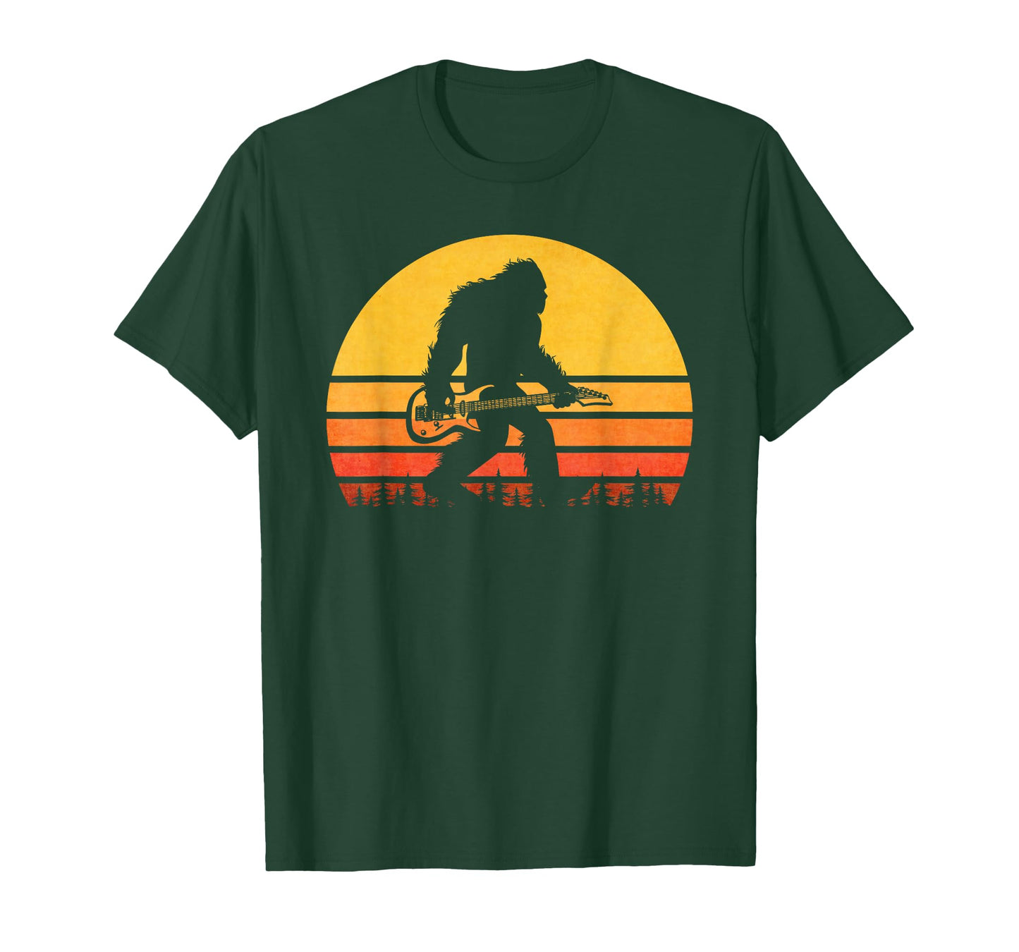 Retro Bigfoot Guitar T-Shirt, Vintage Sasquatch Rocker Tee T-Shirt