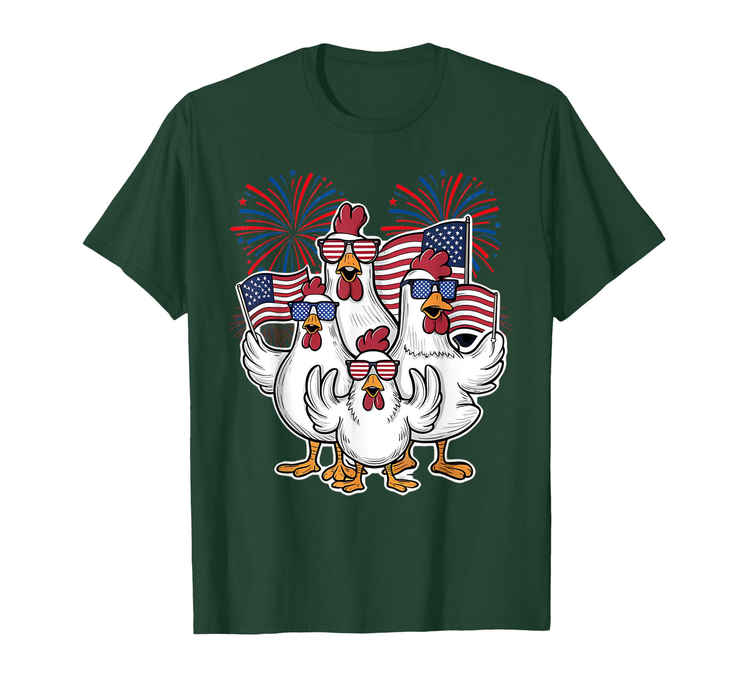 Chicken Fourth of July Patriotic USA Flag 4th July Chicken T-Shirt