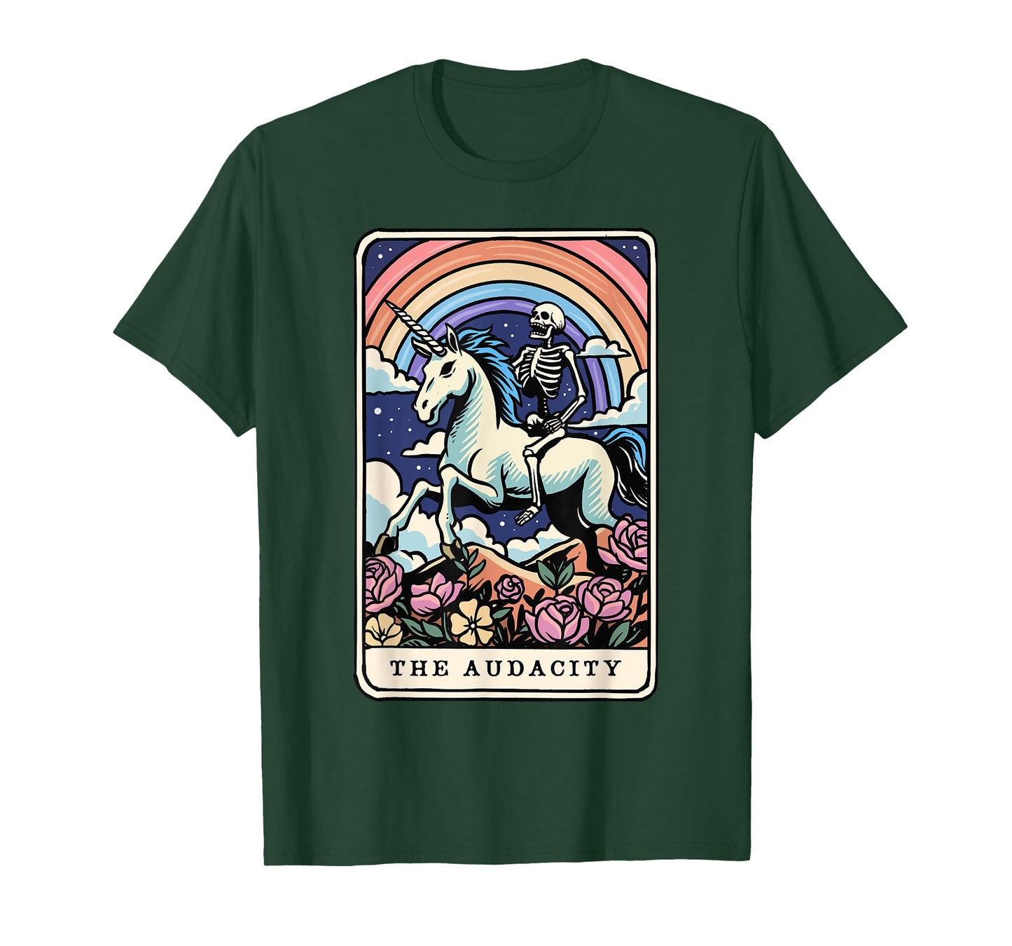 The Audacity Tarot Card Skeleton Riding Unicorn Sarcastic T-Shirt
