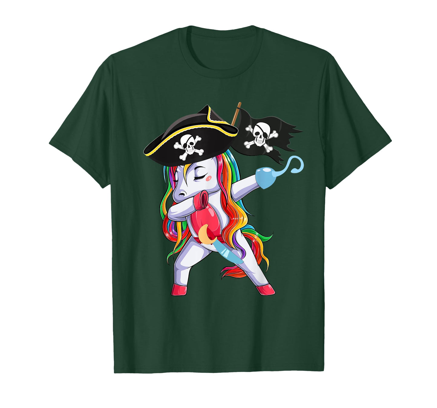 Halloween Dabbing Cute Pirate Unicorn Apparel Kids Girls T-Shirt