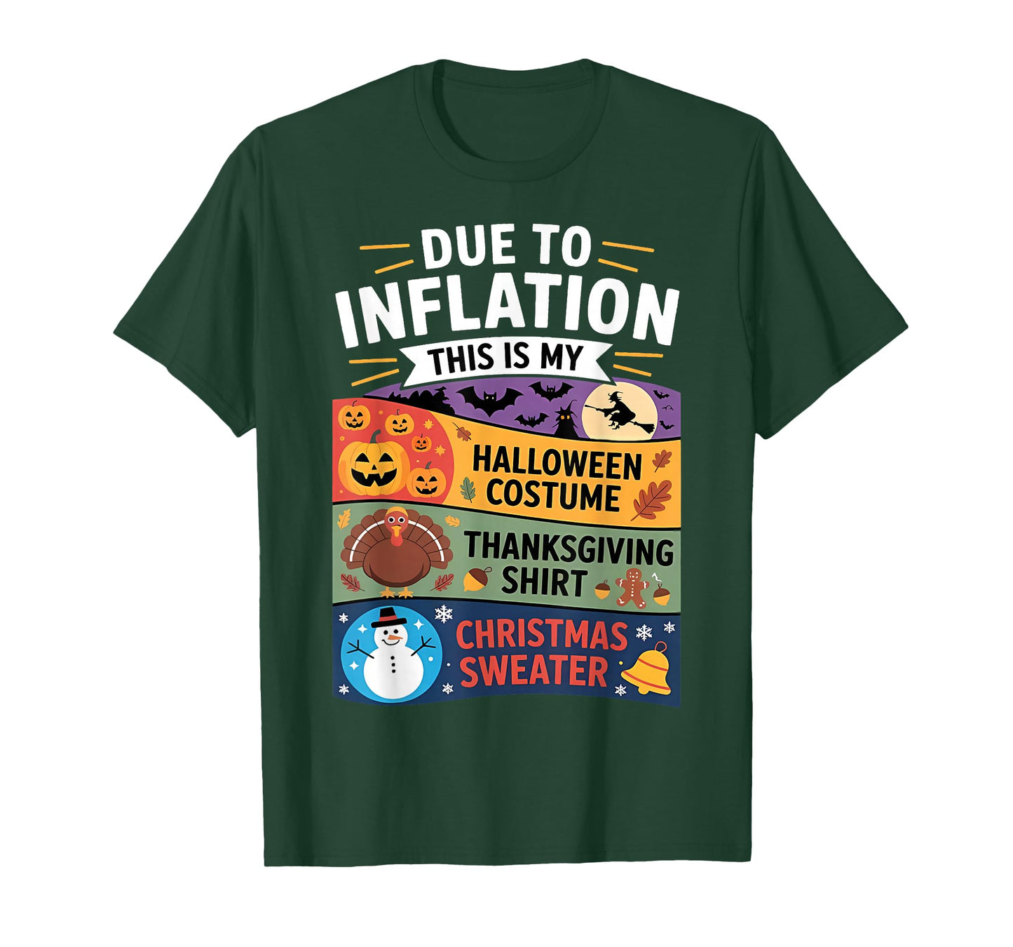 Due to Inflation This is My Halloween Thanksgiving Christmas T-Shirt
