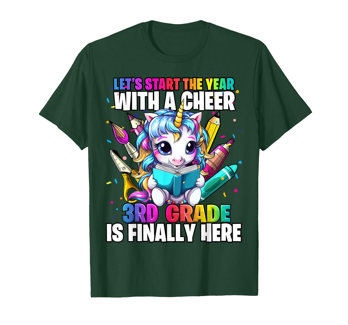 Unicorn 3rd Grade Back to School First Day of School Girls T-Shirt