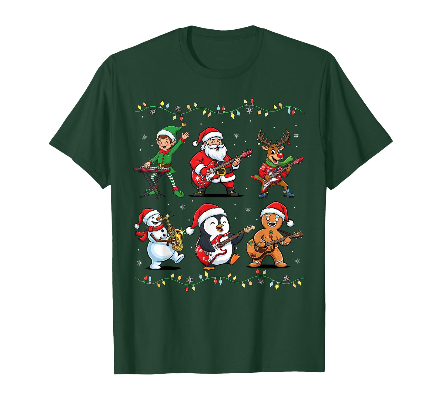 Christmas Santa Elf Music Funny Xmas for Boys Girls Men T-Shirt