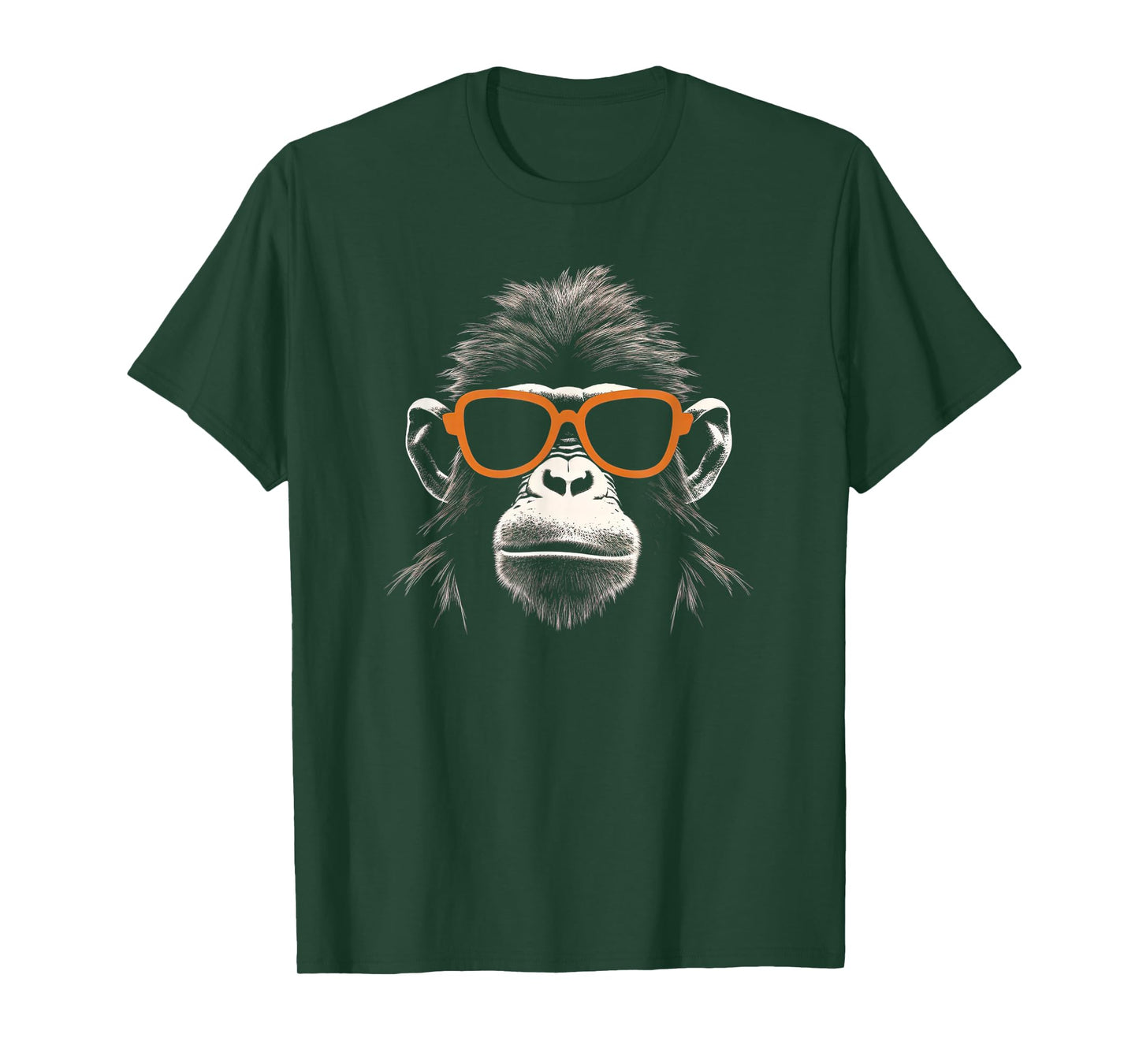 Cool Monkey With Retro Sunglasses Stencil Art Gorilla Face T-Shirt