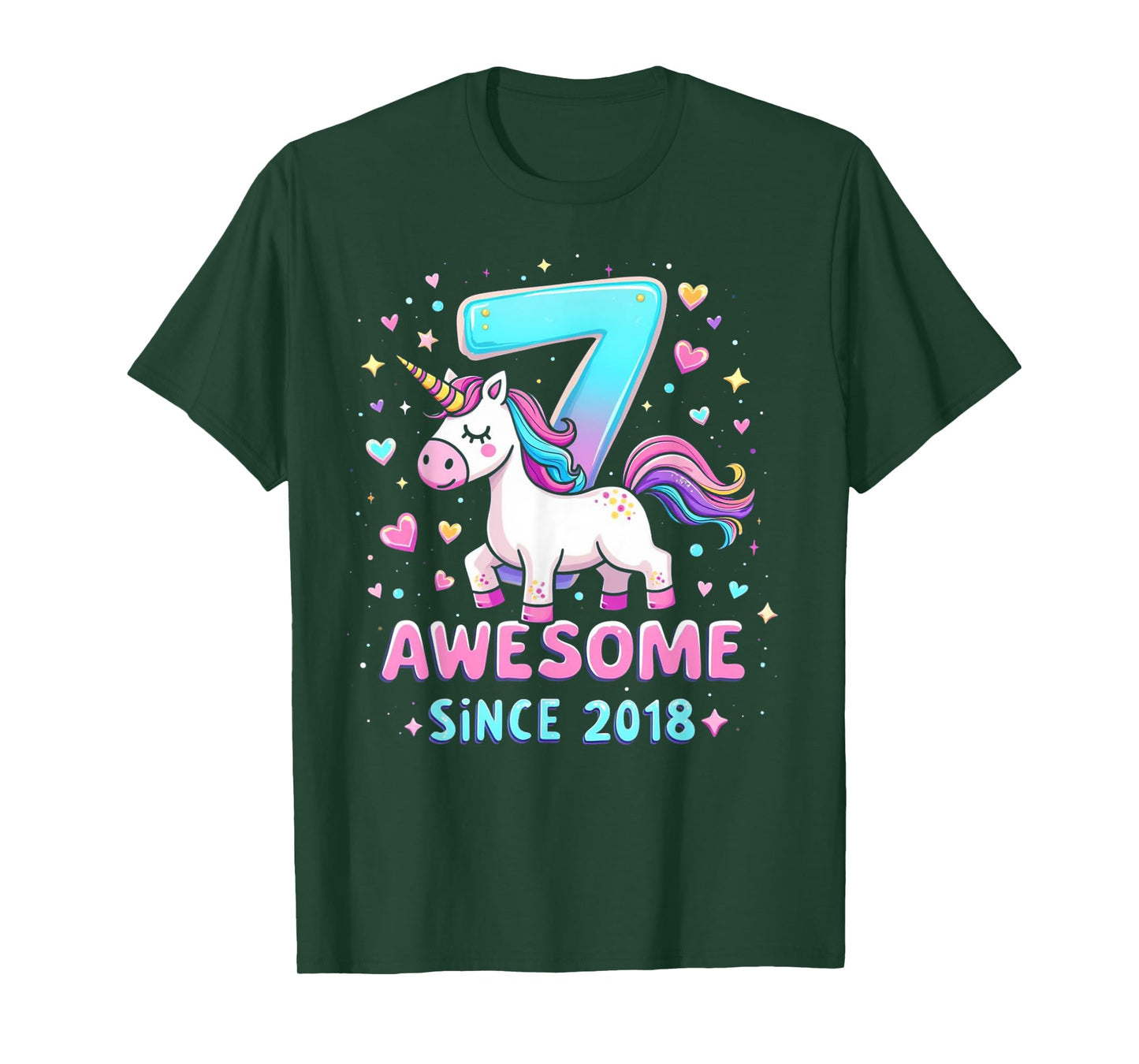 7 Year Old Unicorn Gifts For Girls 7th Birthday Girl Party T-Shirt