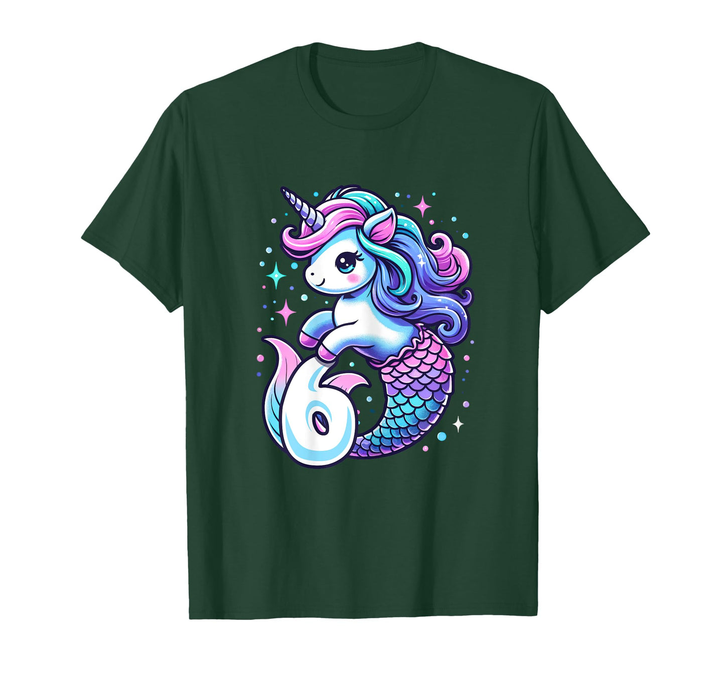 Unicorn Mermaid 6th Birthday 6 Year Old Party Girls Outfit T-Shirt