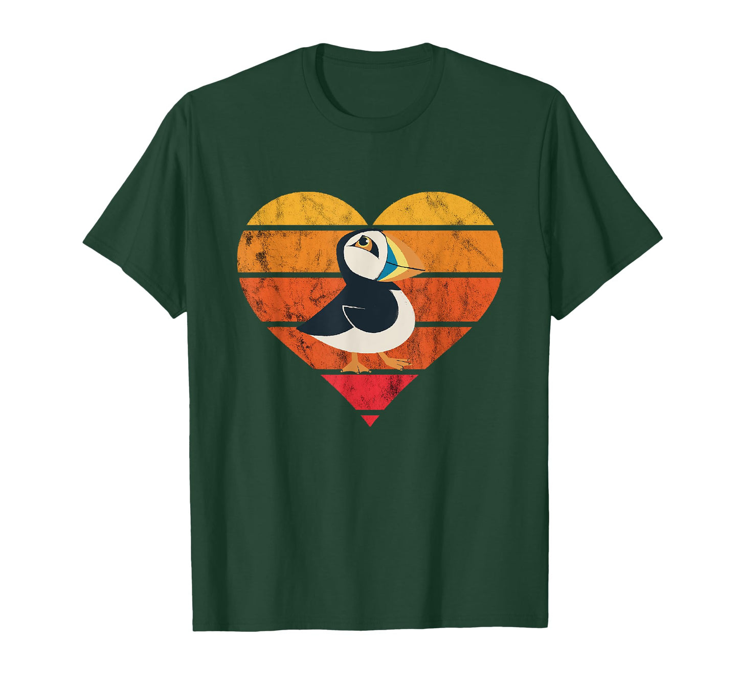 Puffin Bird Heart Retro Vintage Seabird Lover Puffin Lover T-Shirt