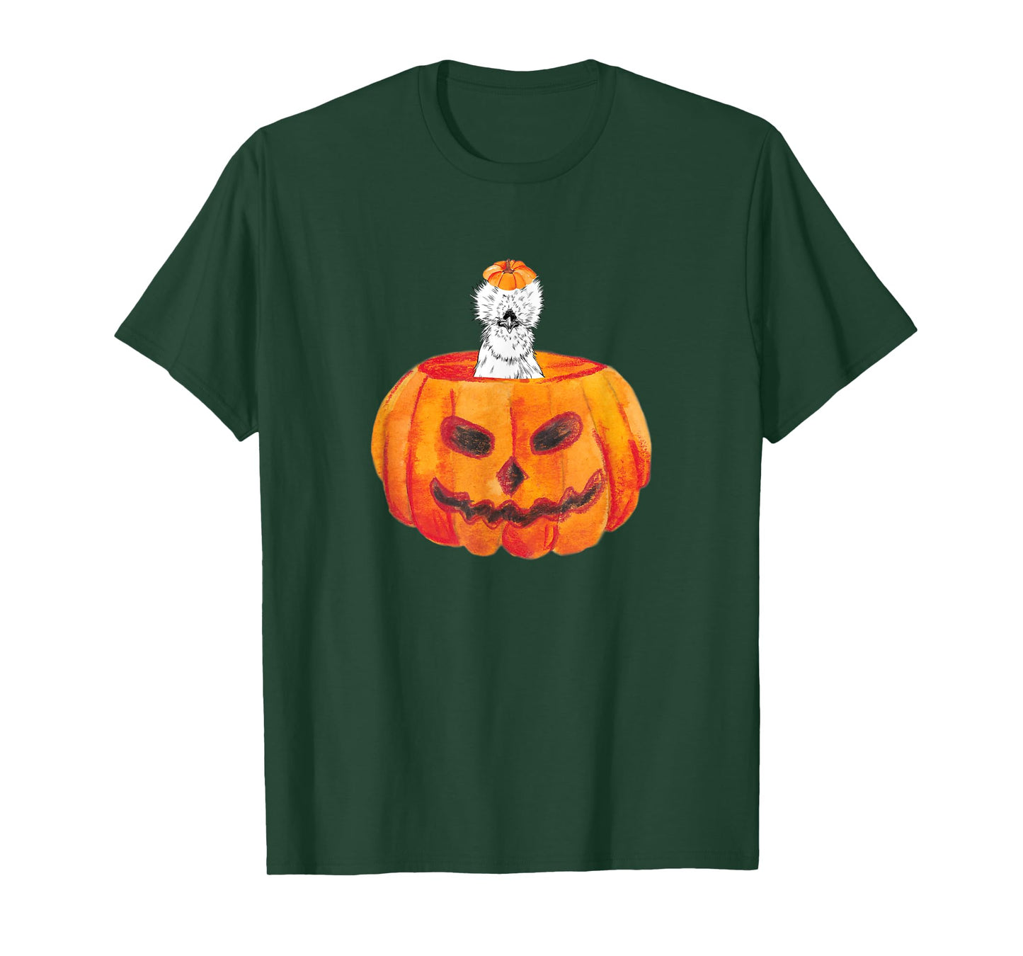 Silkie Chicken Happy Halloween Pumpkin Farm Animal Lover T-Shirt
