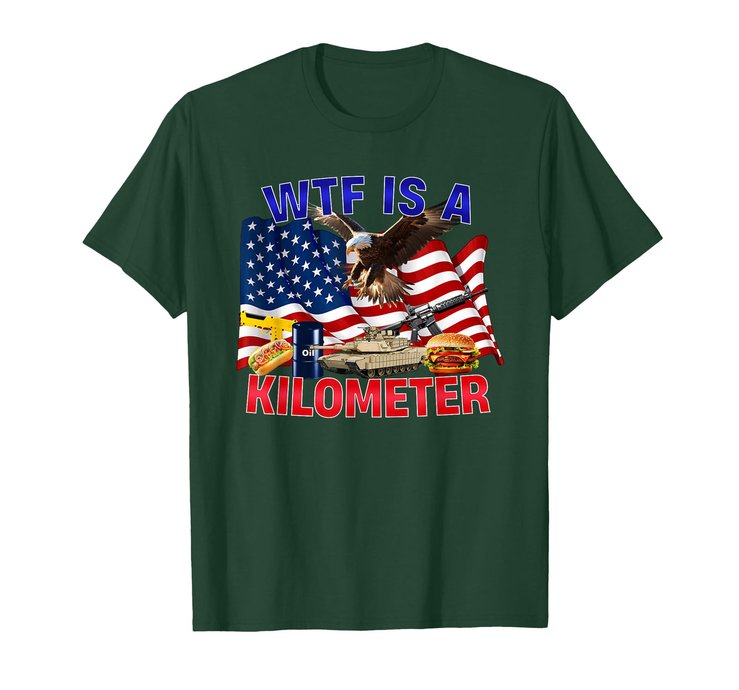 The Bald Eagle American Flag WTF Is A Kilometer T-Shirt