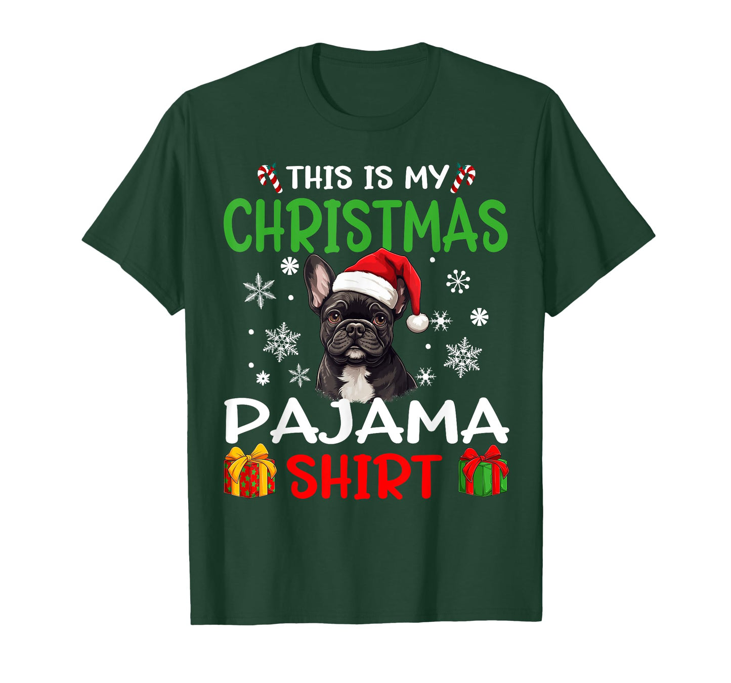 French Bulldog Frenchie Dog Christmas Pajama Merry X-mas Men Women Kids T-Shirt