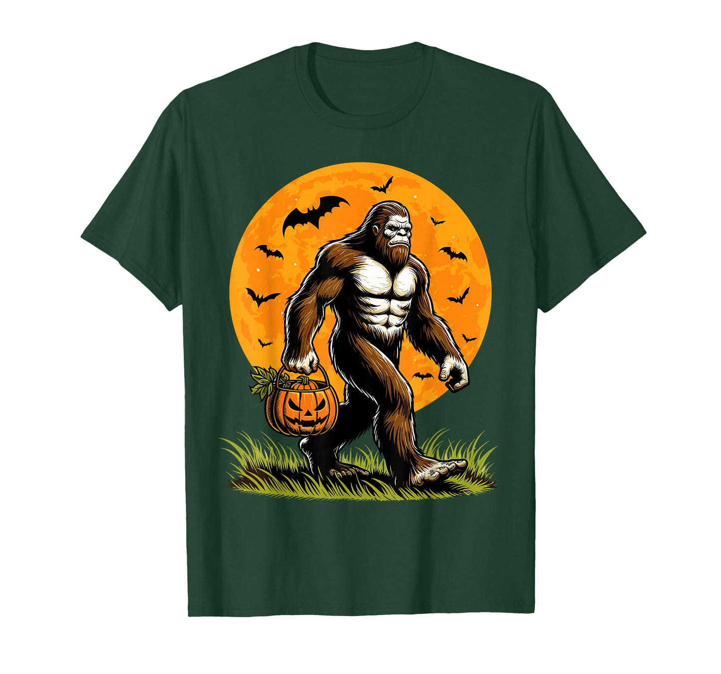 Spooky Bigfoot Halloween Pumpkin Funny Halloween Sasquatch T-Shirt