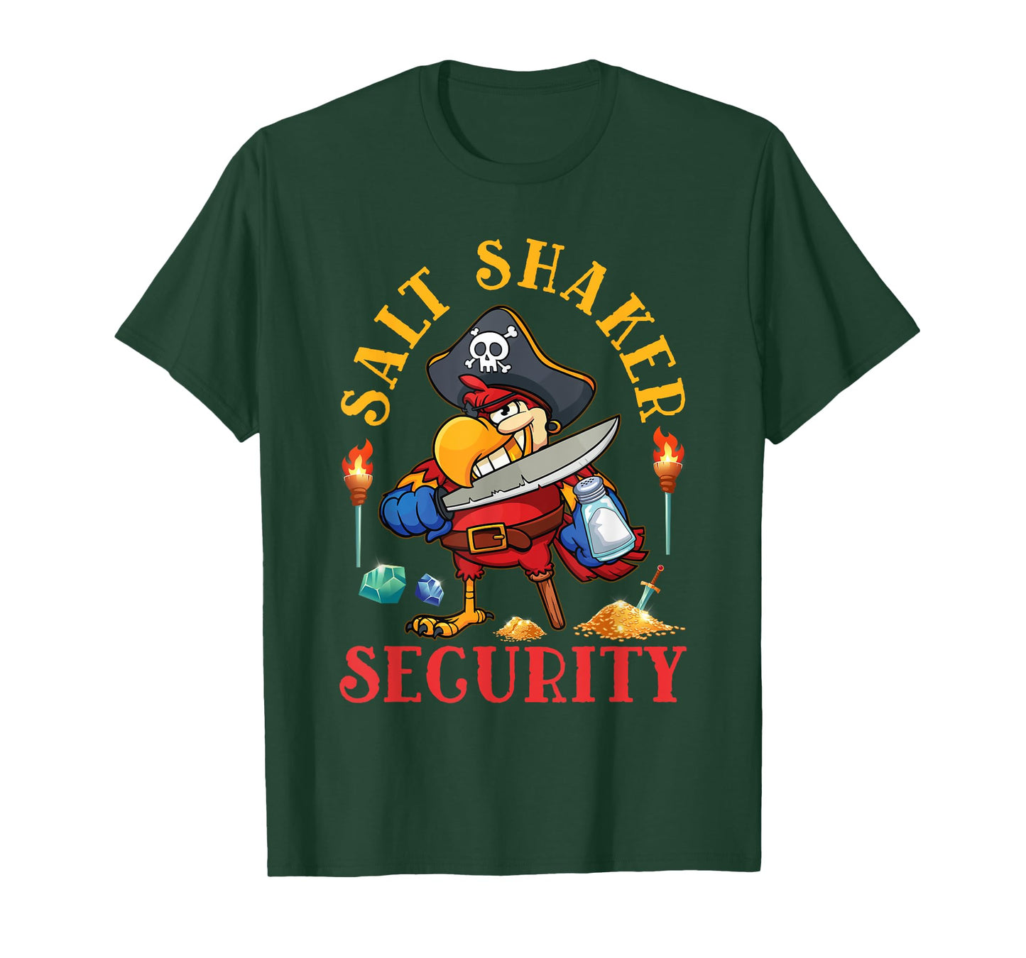 Salt-Shaker Security Pirate Head Parrot Funny Concert T-Shirt