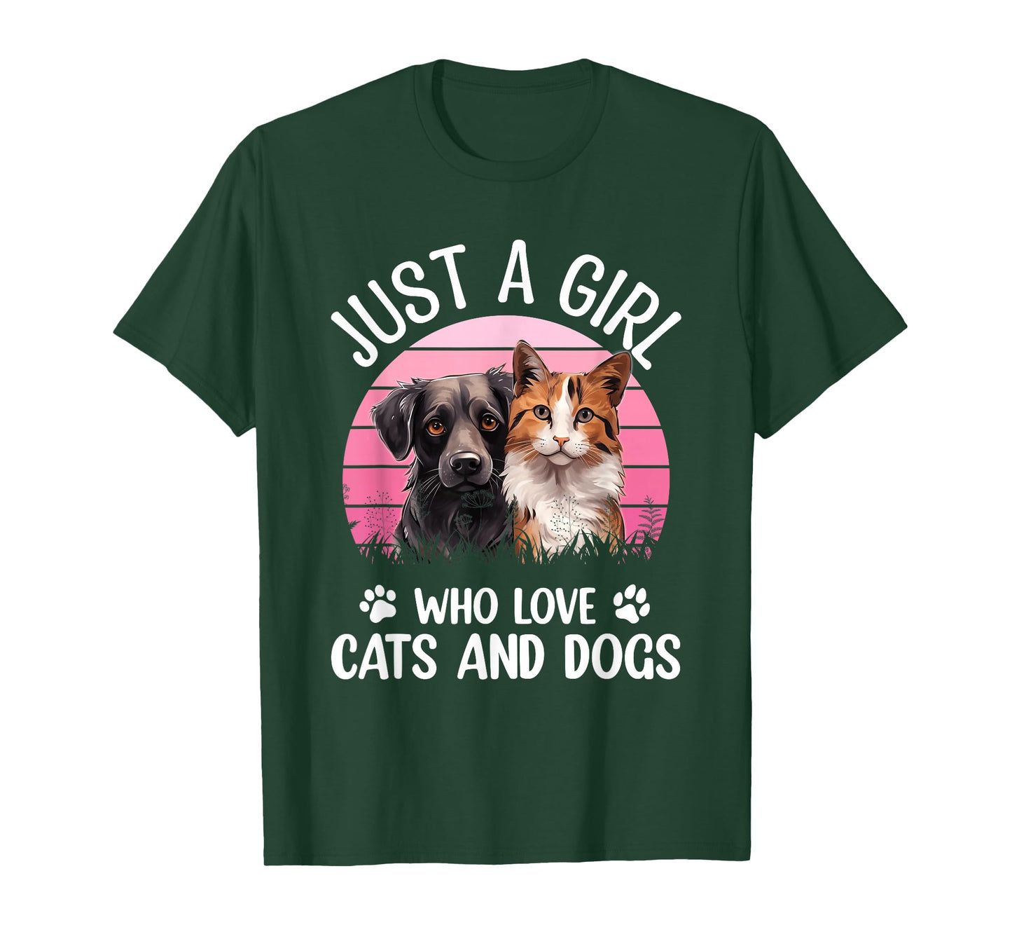 Just A Girl Who Loves Cats and Dogs Funny Puppy Lover T-Shirt