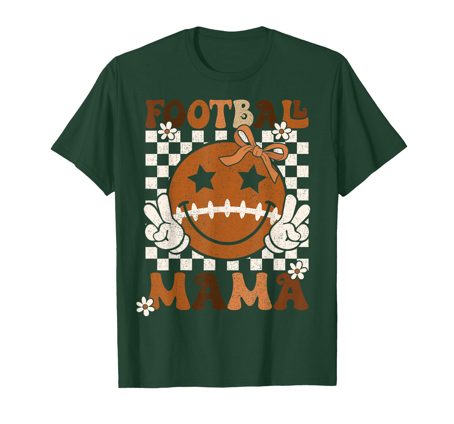 Coquette Bow Football Mama Mom Rtero Game Day T-Shirt