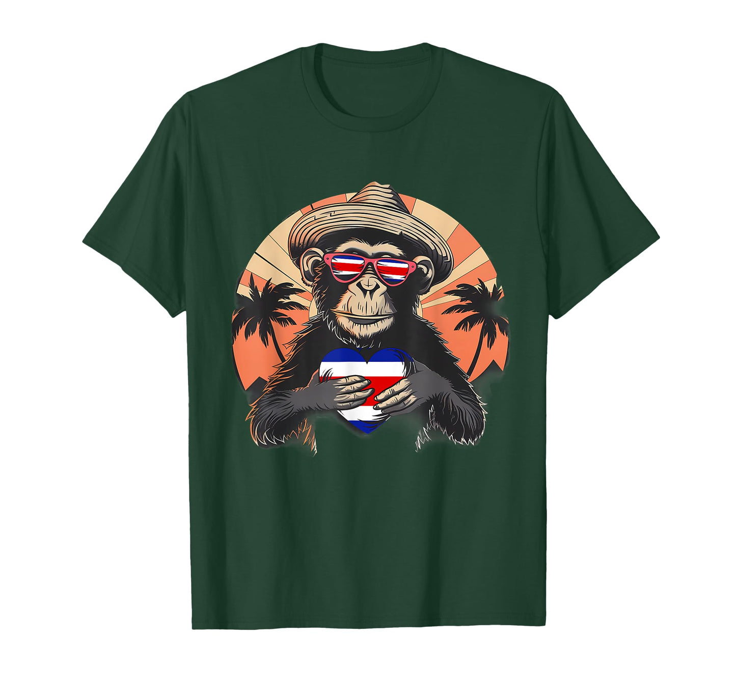 Costa Rica Monkey Sunset Costa Rican Pride Costa Rican Flag T-Shirt