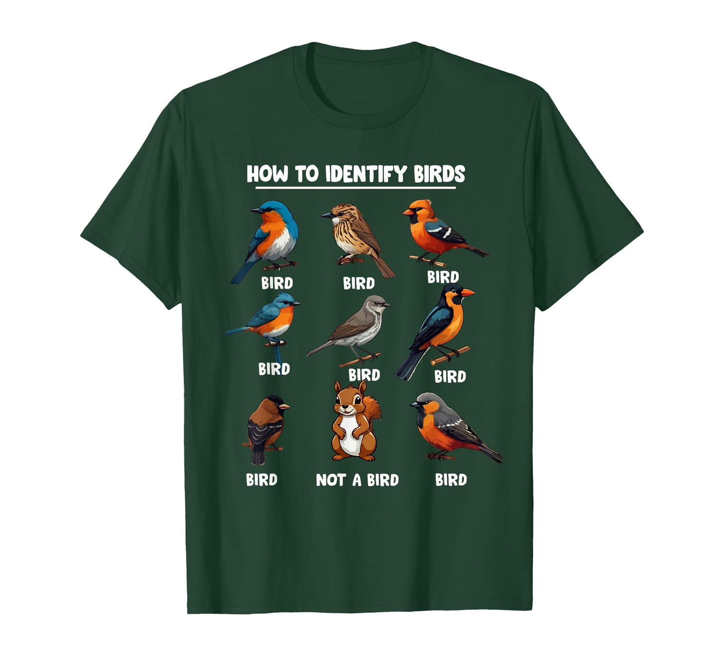 Funny Bird How to Identify Birds - Birds Lovers Watching T-Shirt, Small, Black