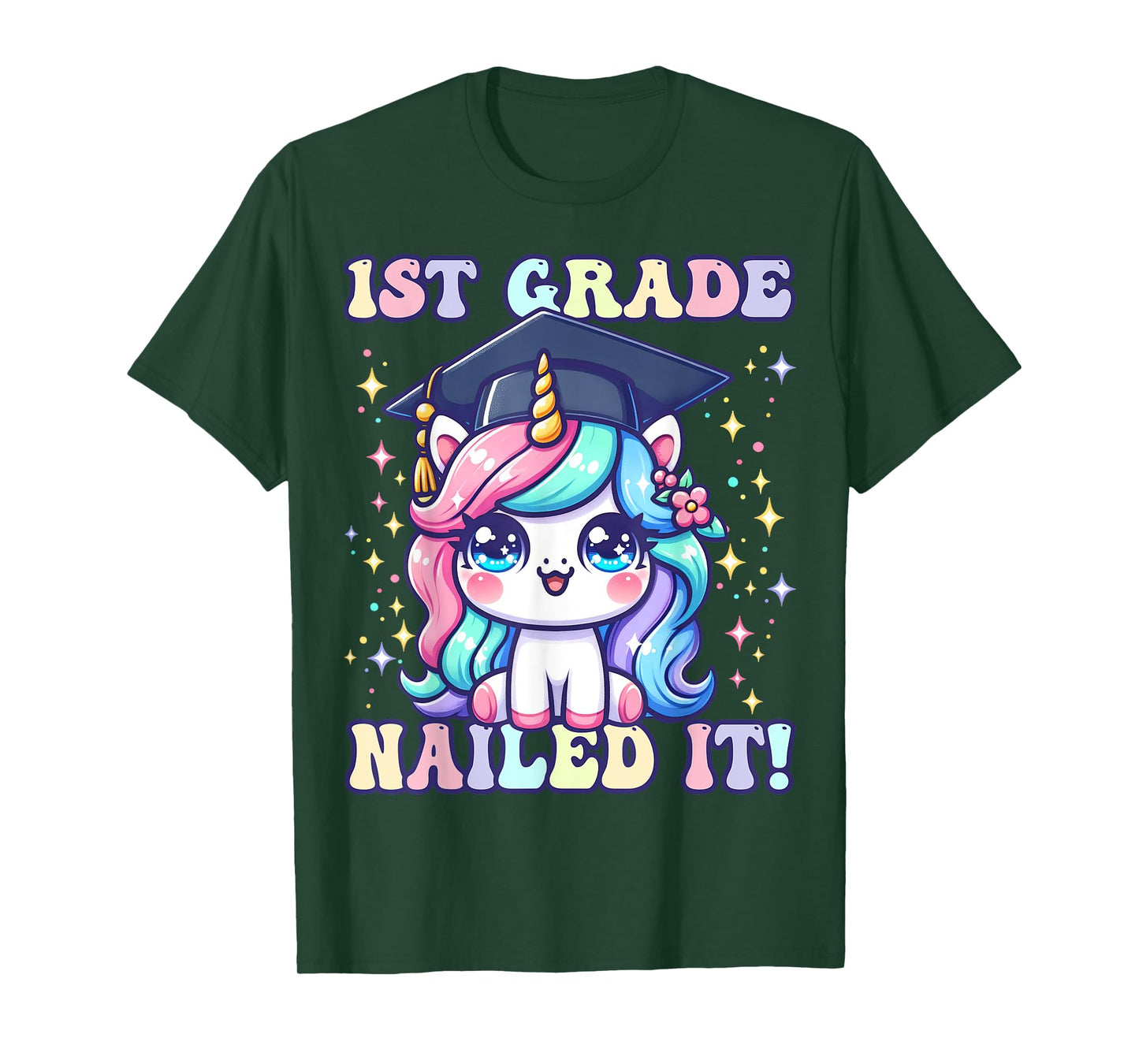 Graduation 1st Grade Unicorn Nailed It Girls Grad Magical T-Shirt