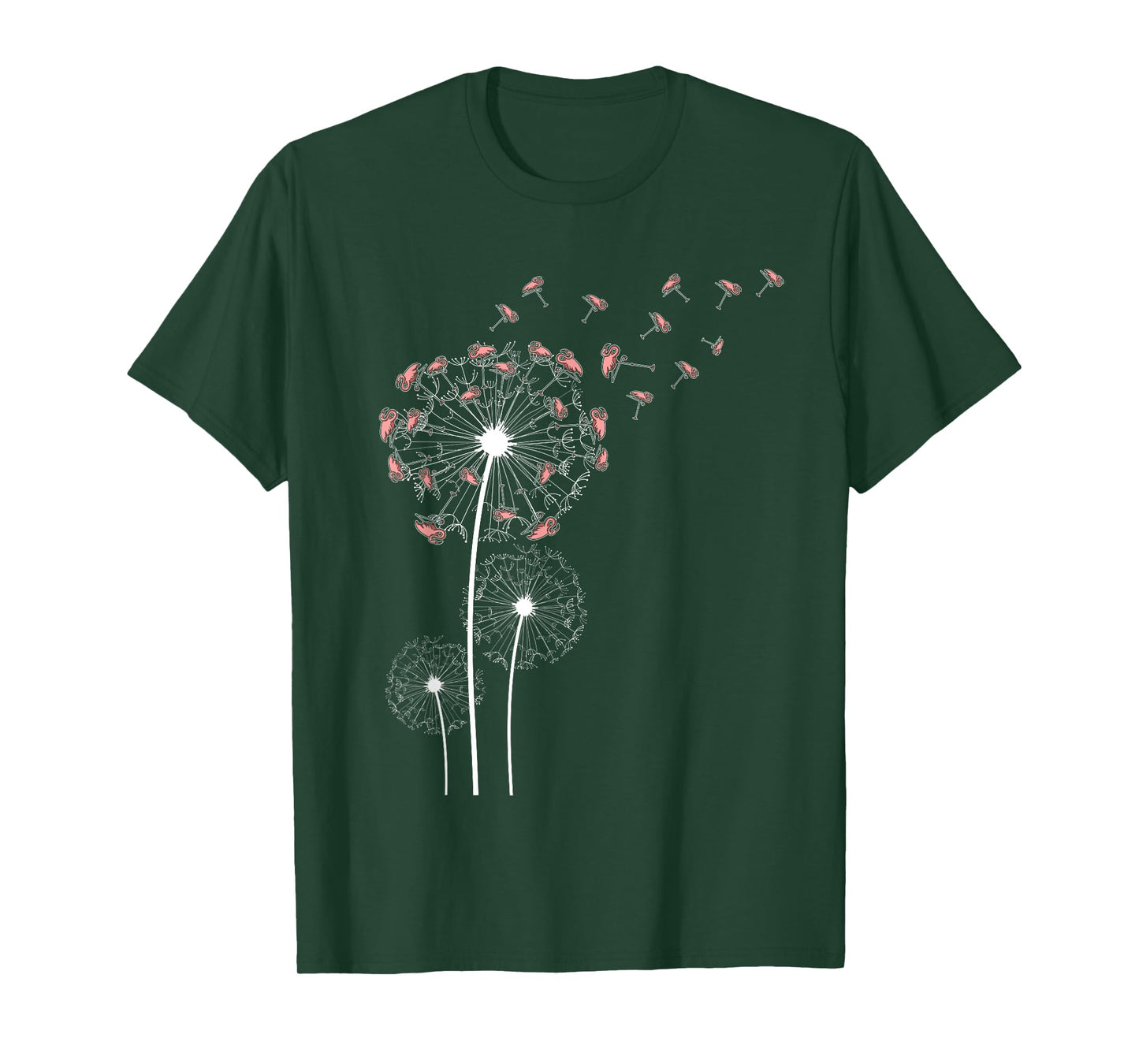 Animal Lover Gift Bird Dandelion Flamingo T-Shirt