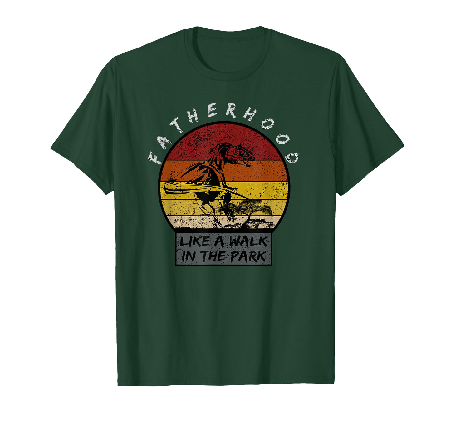Fatherhood Like A Walk in The Park Dad Retro Sunset T-Shirt