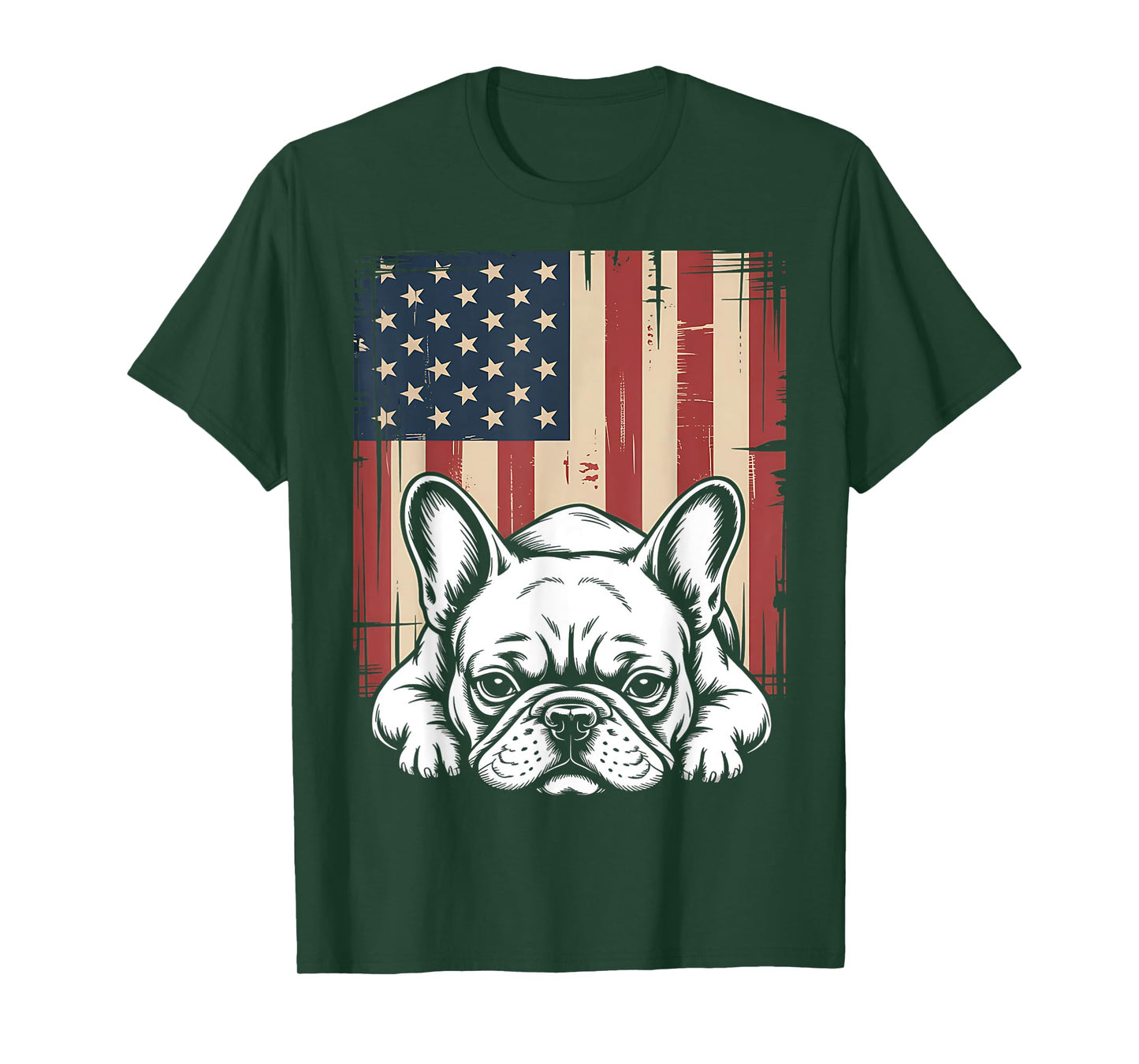 Patriotic French Bulldog American Flag Dog T-Shirt for Men Women Girls Kids