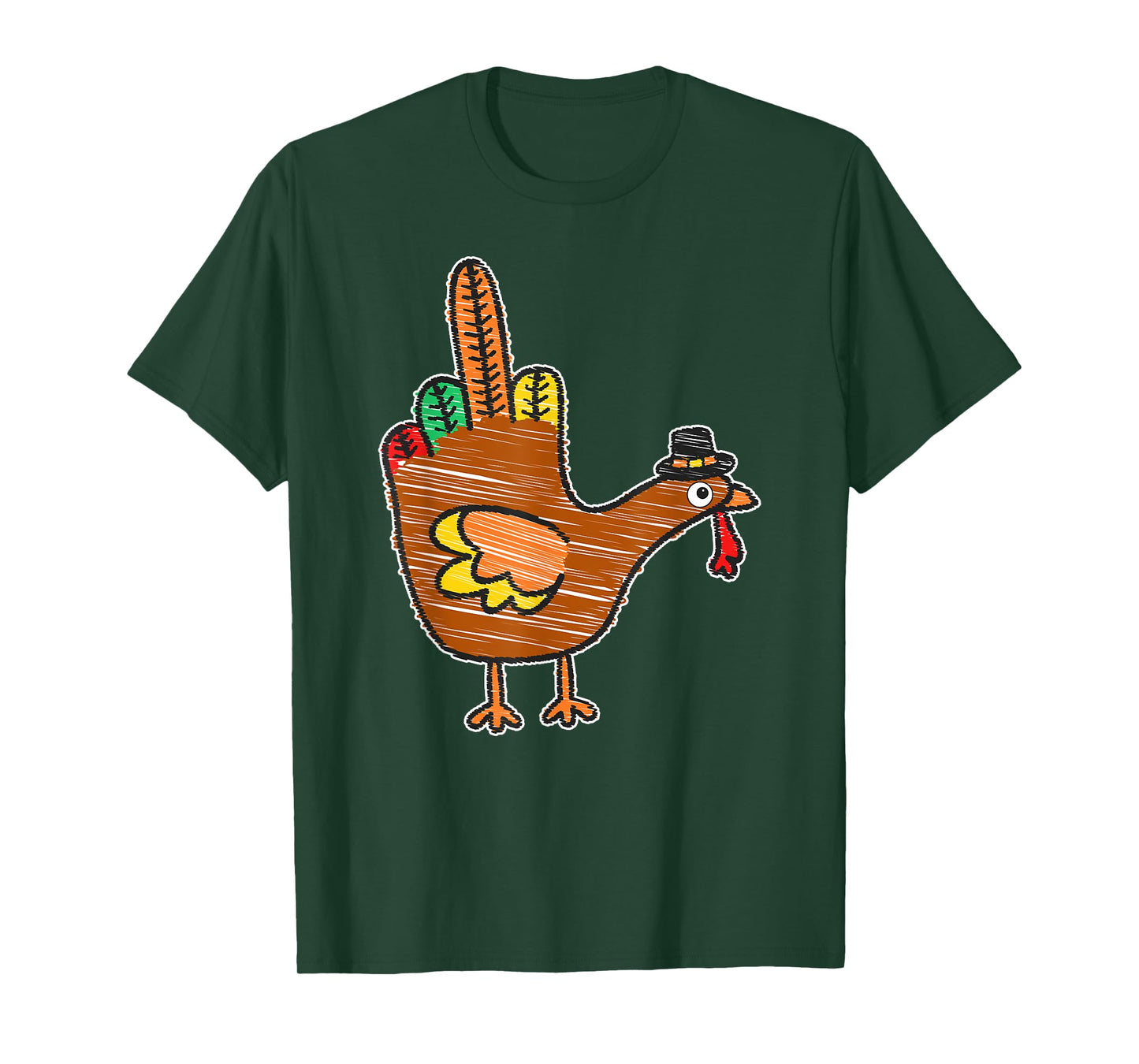 Middle Finger Thanksgiving Turkey Kids Bird Drawing T-Shirt