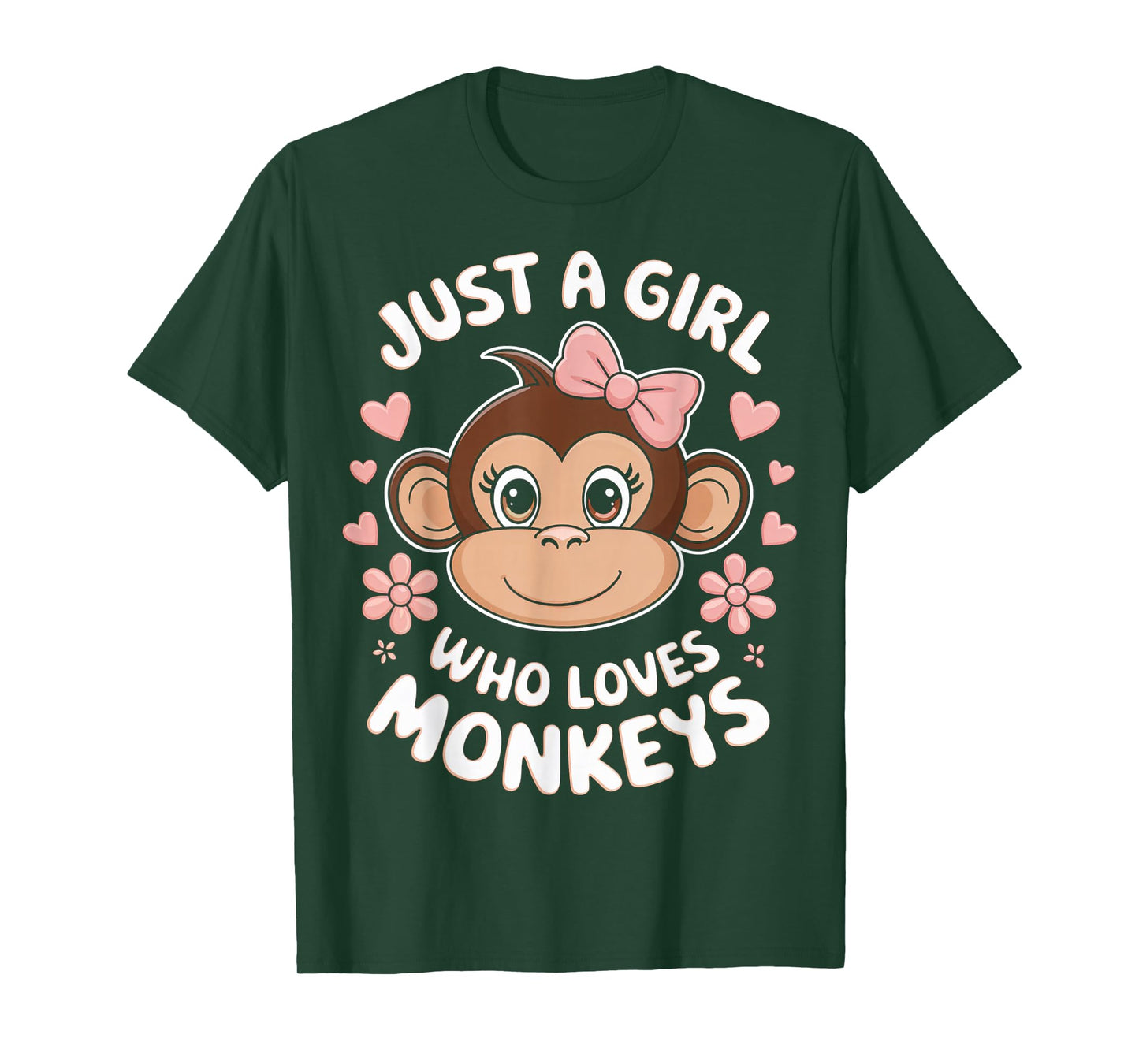 Just A Girl Who Loves Monkeys Cute Monkey Heart Design T-Shirt