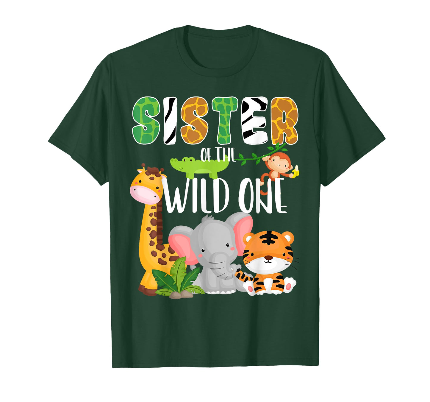 Sister of the Wild One Zoo Birthday Safari Jungle Animals T-Shirt