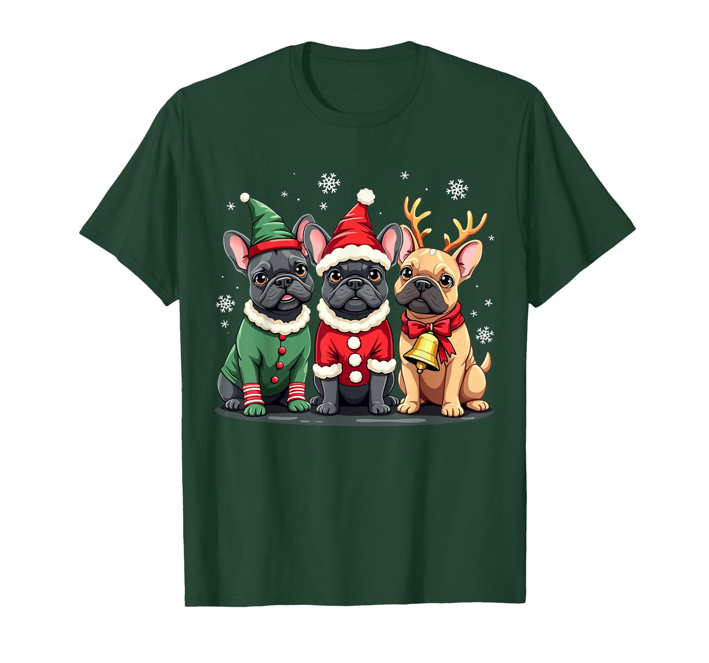 French Bulldog Christmas Dogs Funny Santa Reindeer Elf T-Shirt