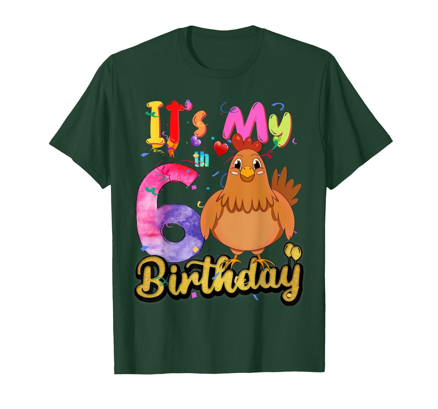 Kids Chicken 6th Birthday 6 Years Old Girls Chicken Birthday T-Shirt