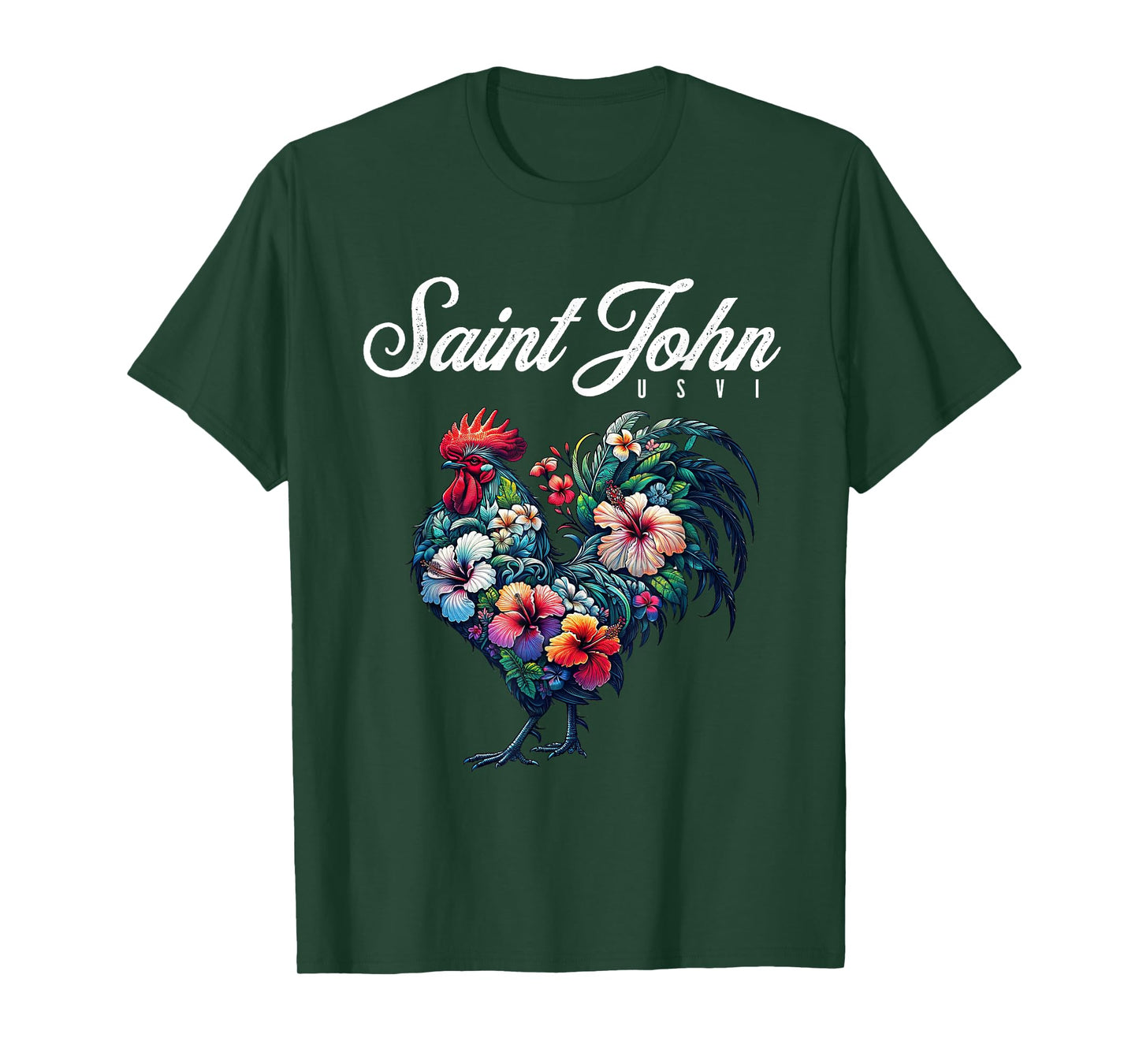 Saint John USVI Tropical Chicken With Hibiscus T-Shirt