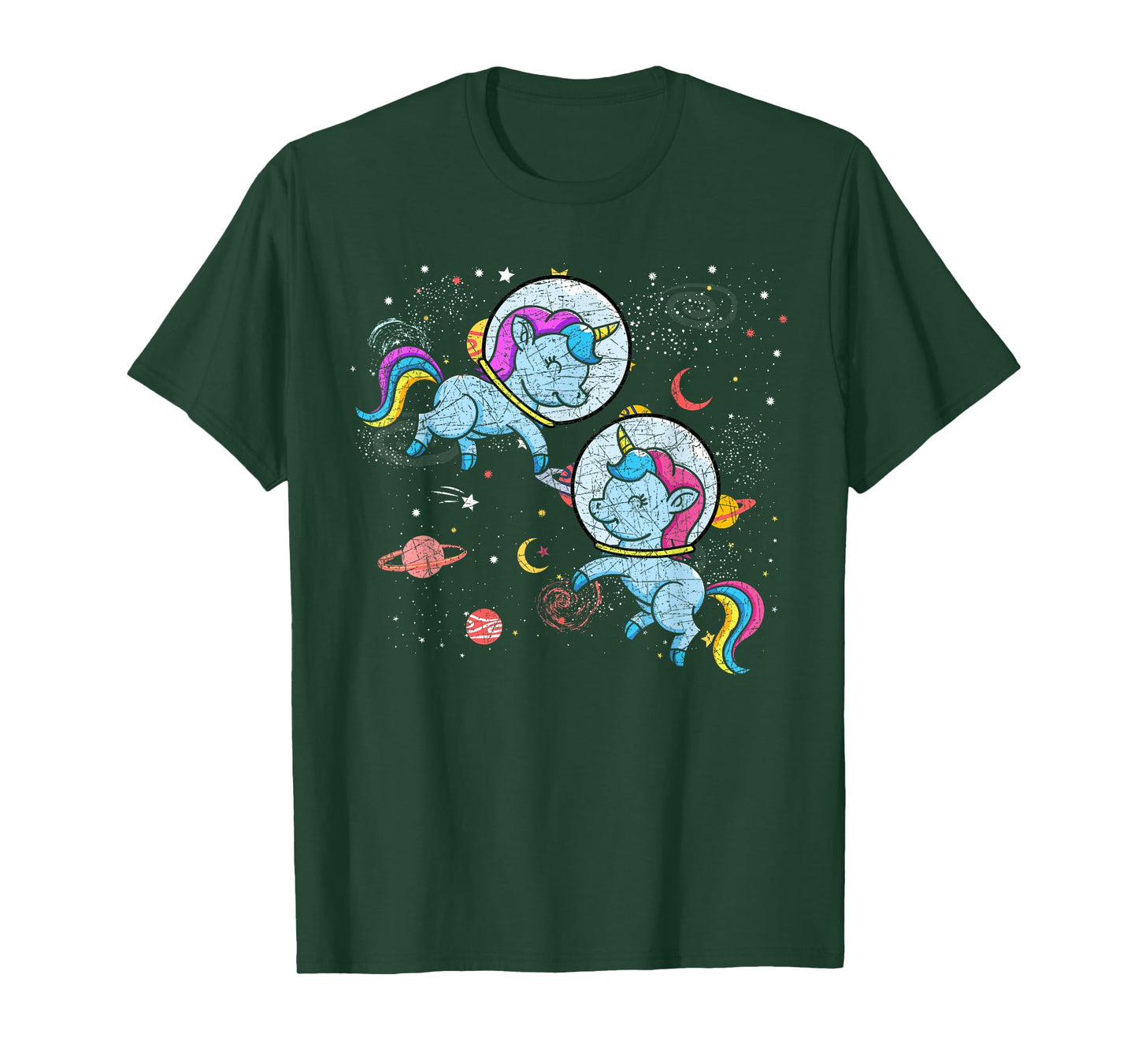 Moon Astronaut Outer Space Planets Magical Unicorn T-Shirt