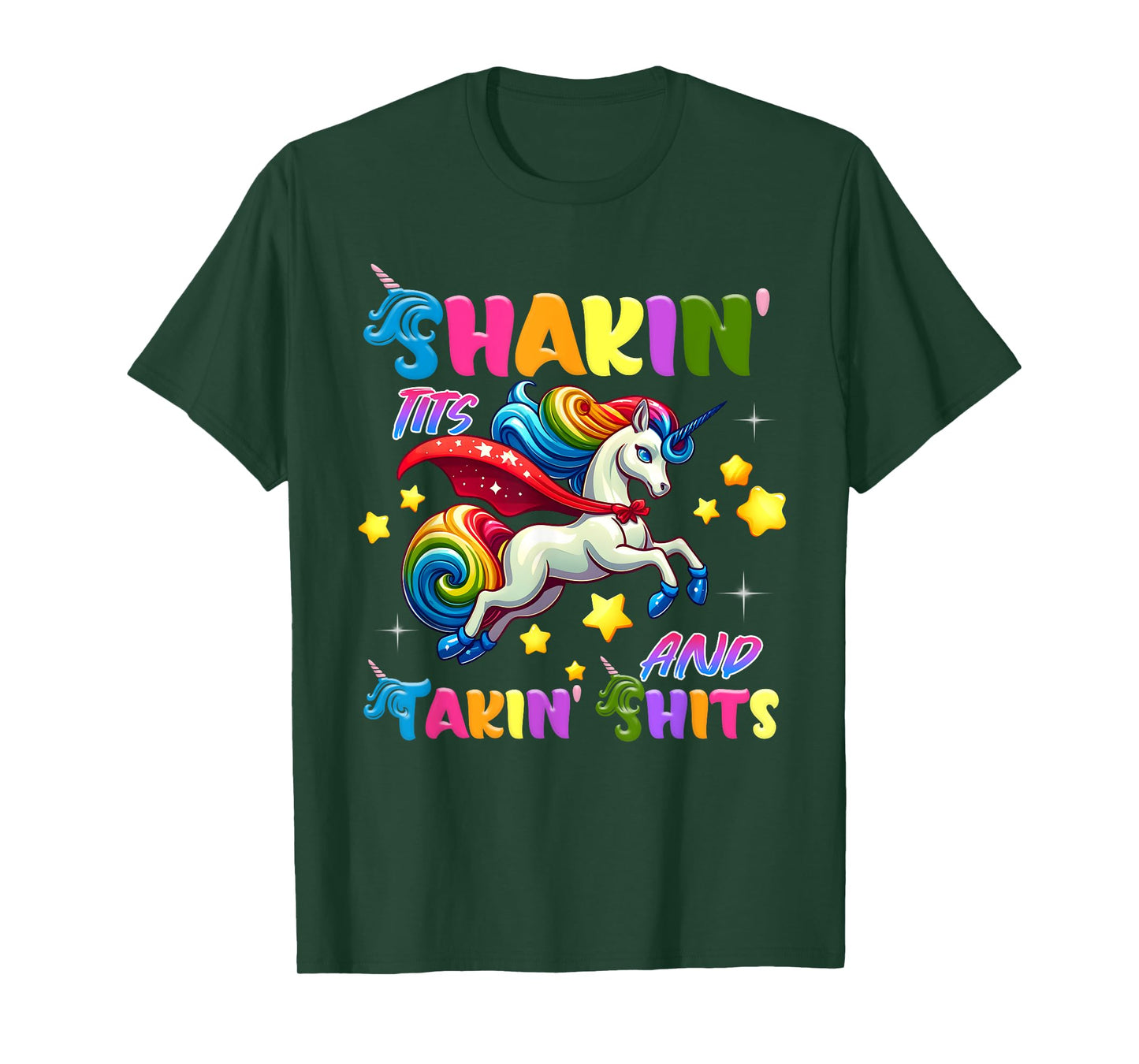 Shakin' Tits and Takin' Funny Unicorn Adult Humor T-Shirt